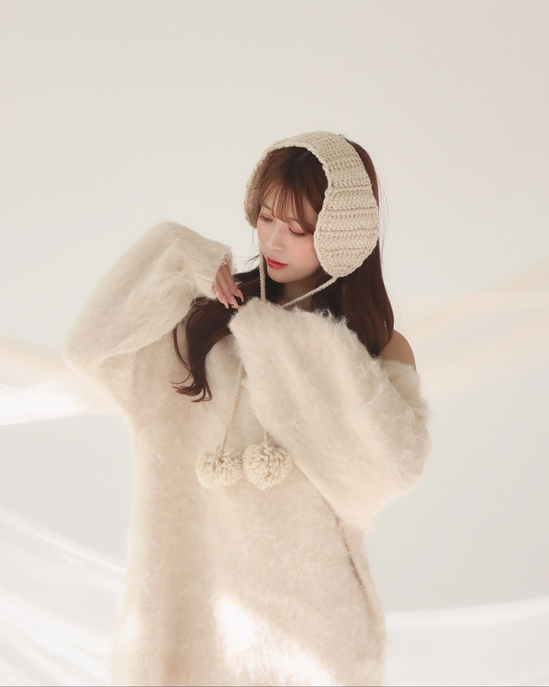 ケーブルニットイヤーマフ