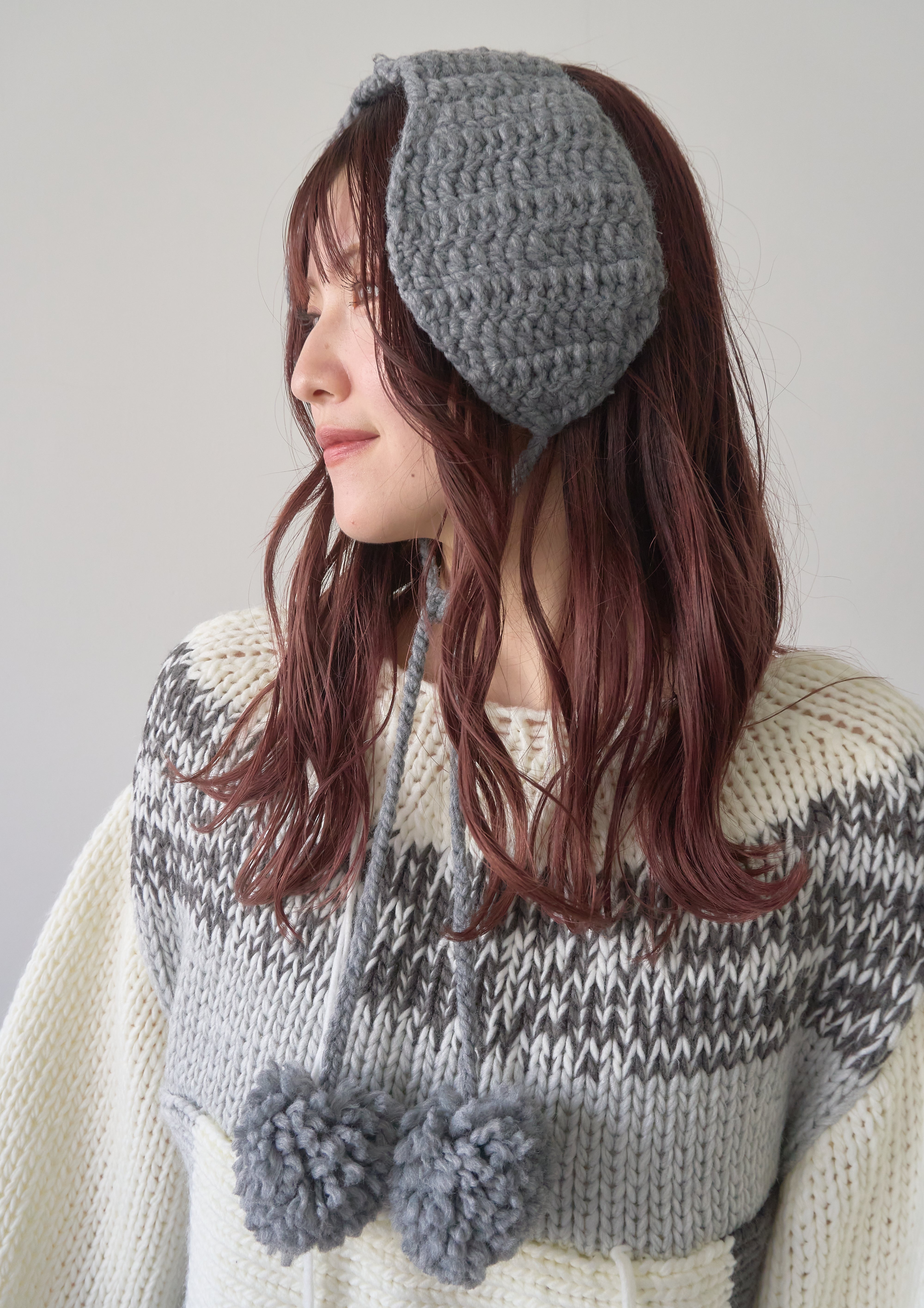 ケーブルニットイヤーマフ