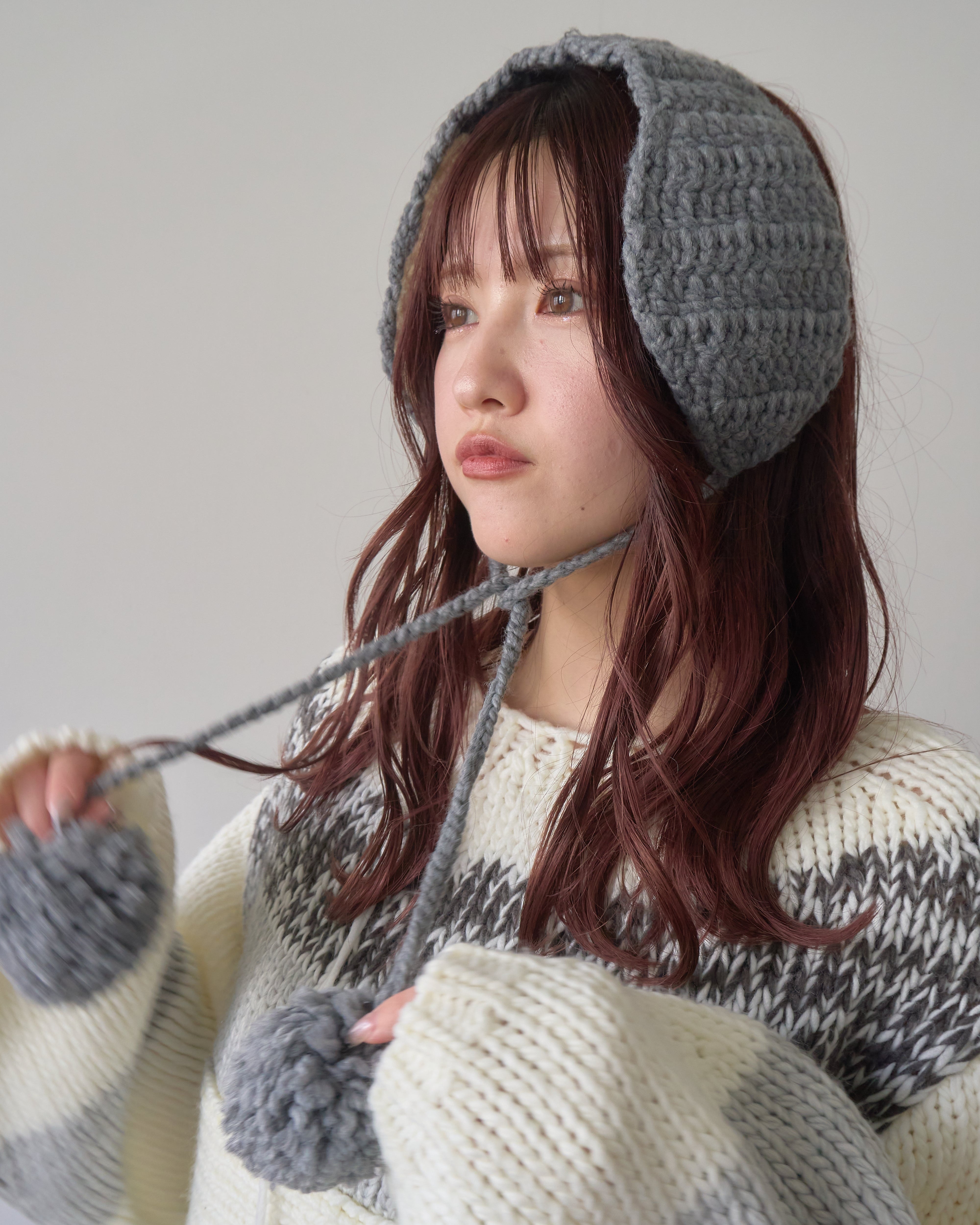 ケーブルニットイヤーマフ