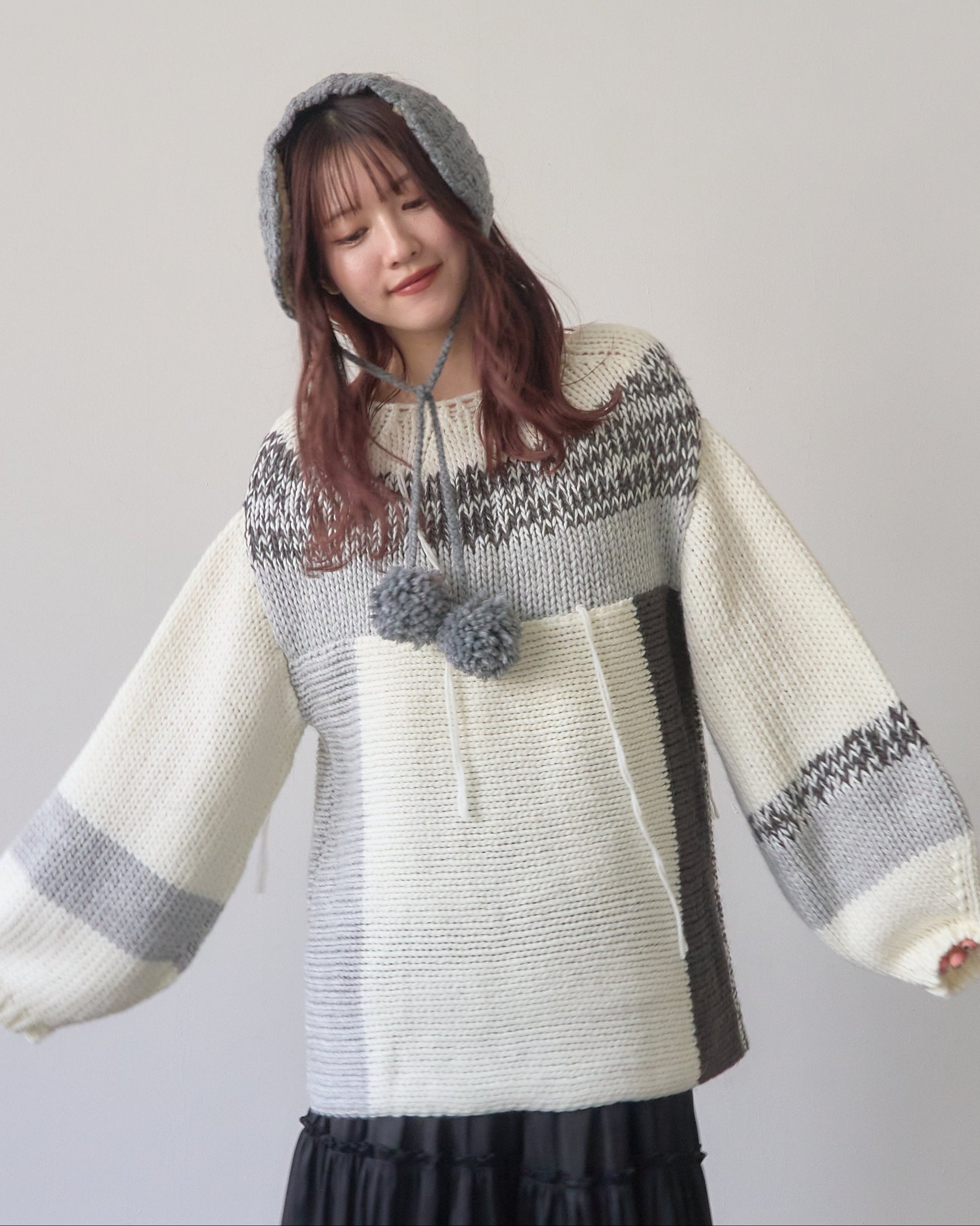 ケーブルニットイヤーマフ