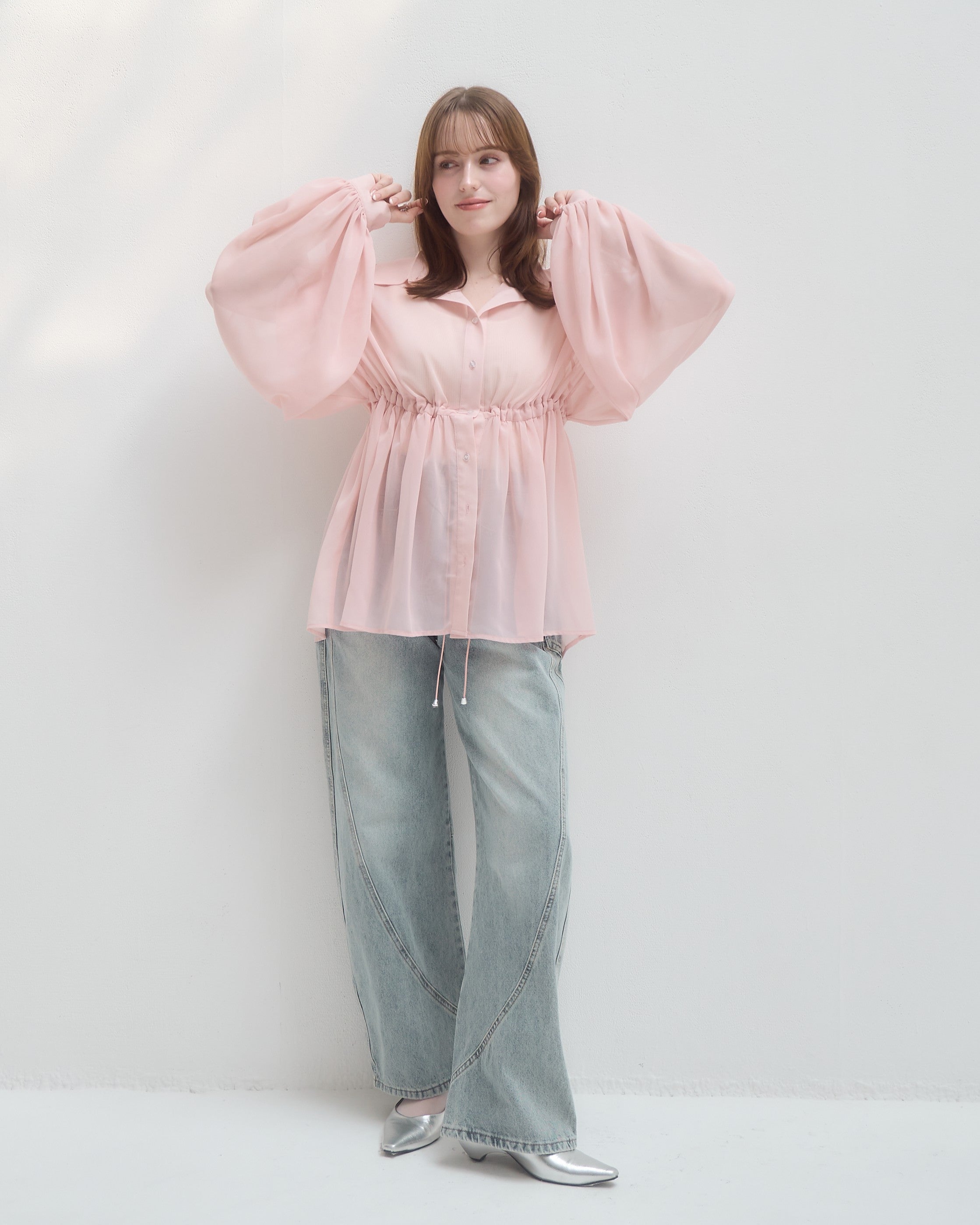 model:160cm/ピンク