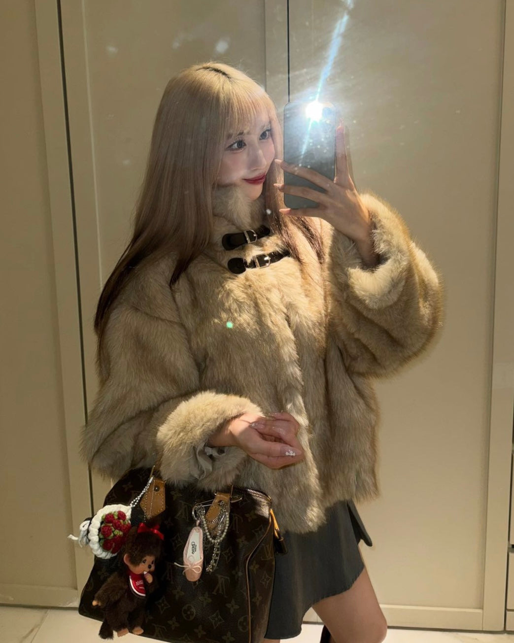 2wayベルトファーコート