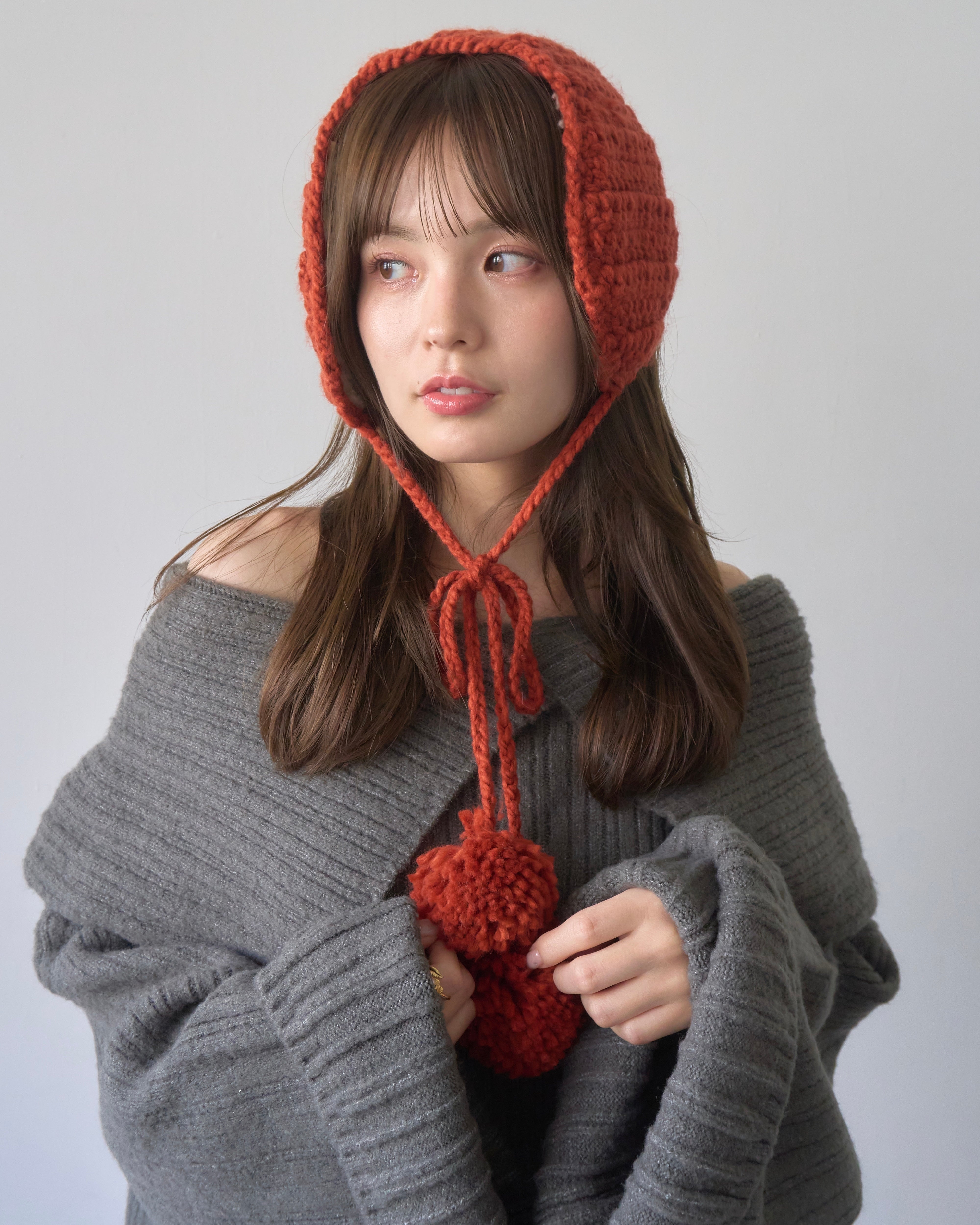 ケーブルニットイヤーマフ