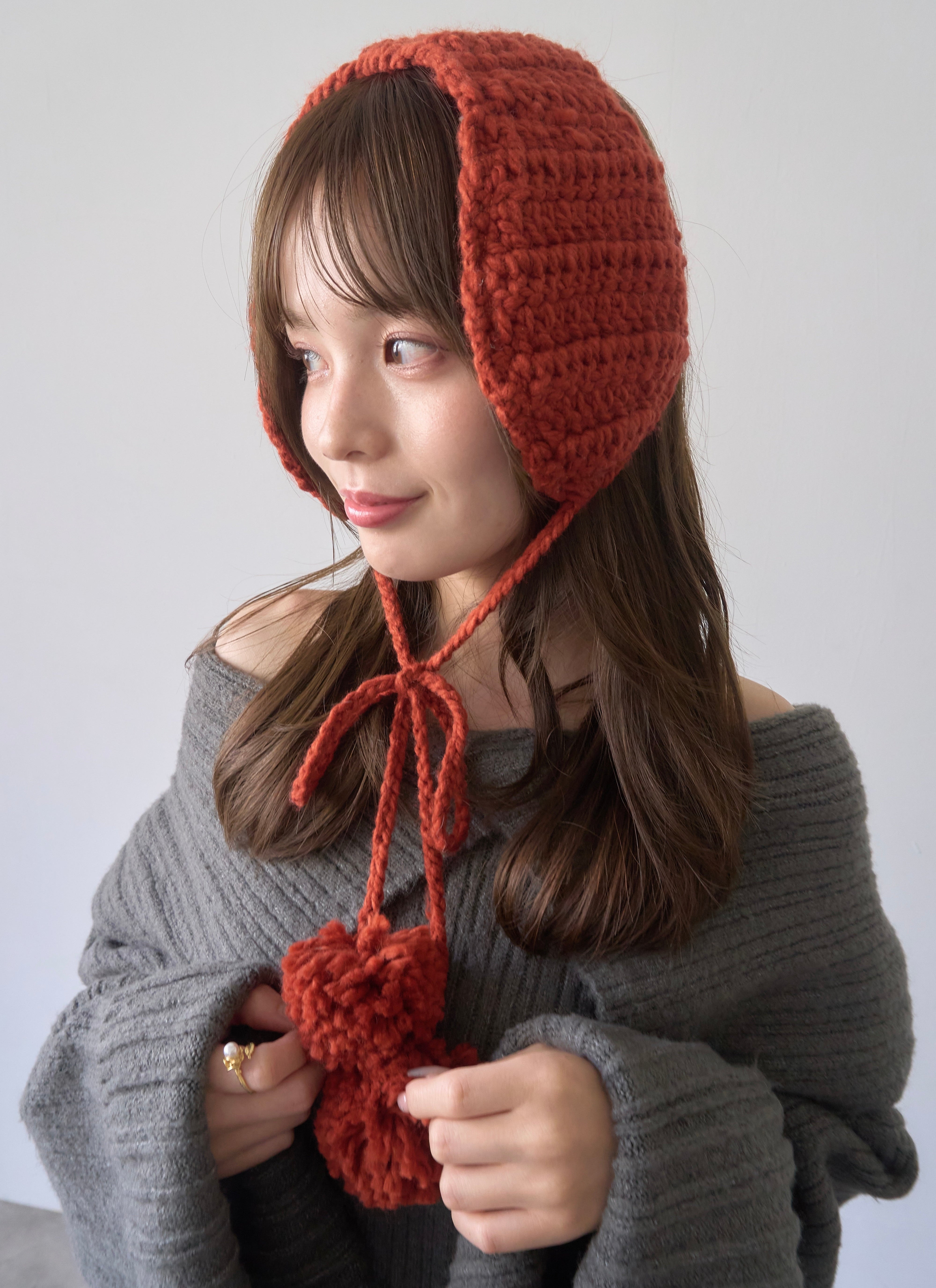 ケーブルニットイヤーマフ