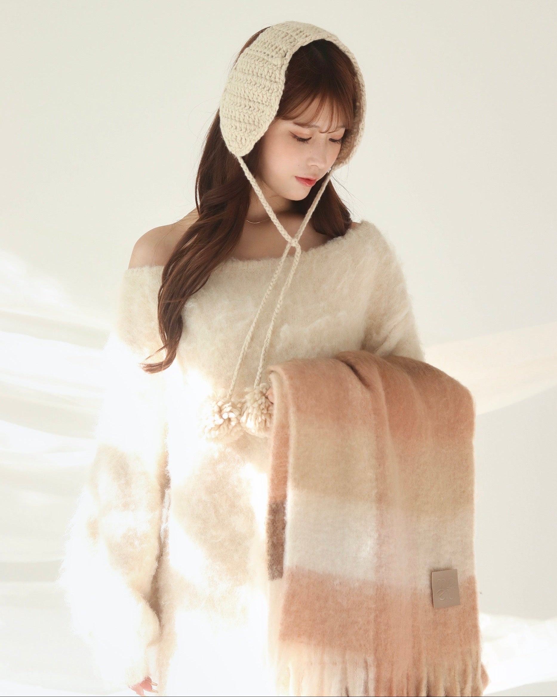 ケーブルニットイヤーマフ