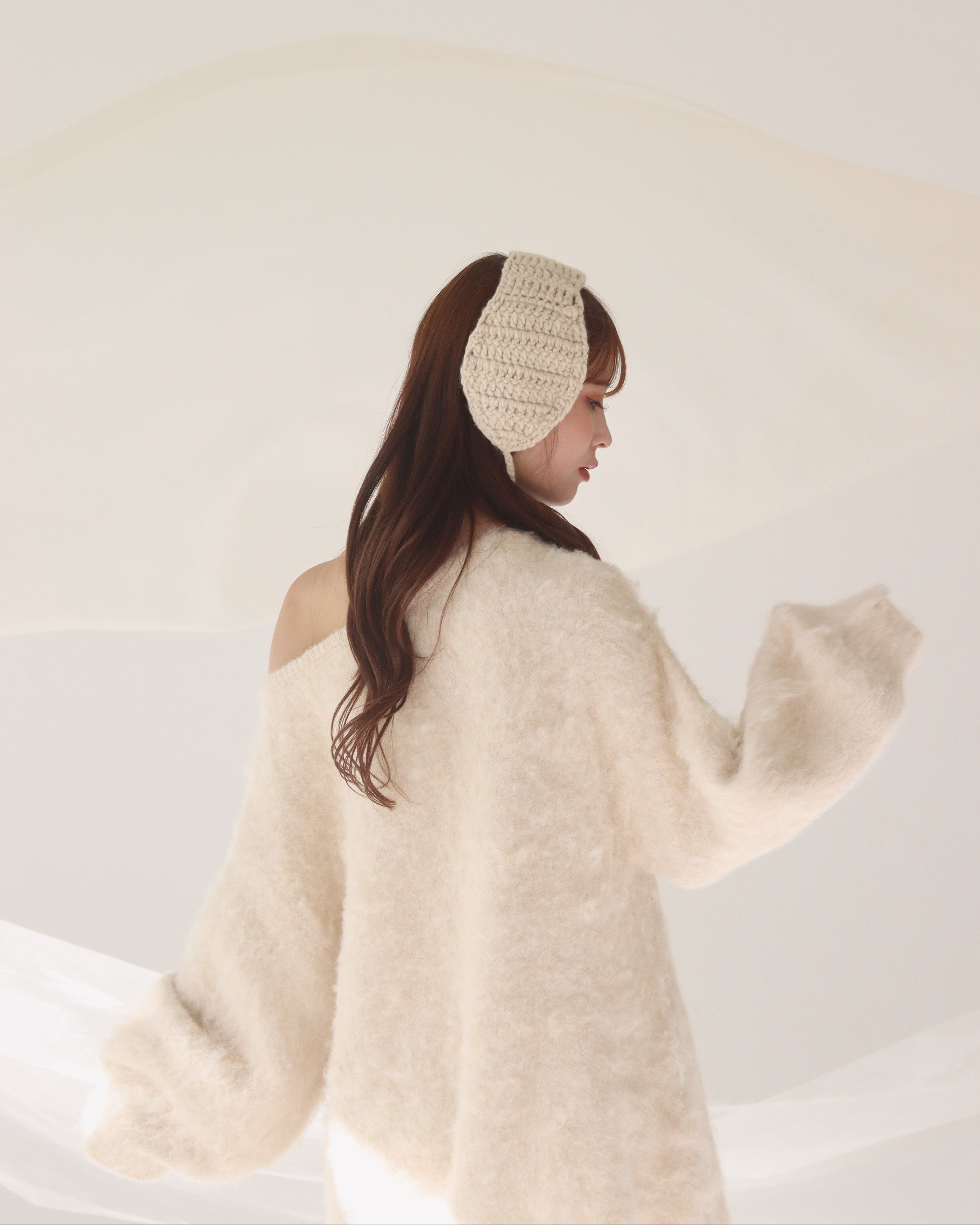 ケーブルニットイヤーマフ