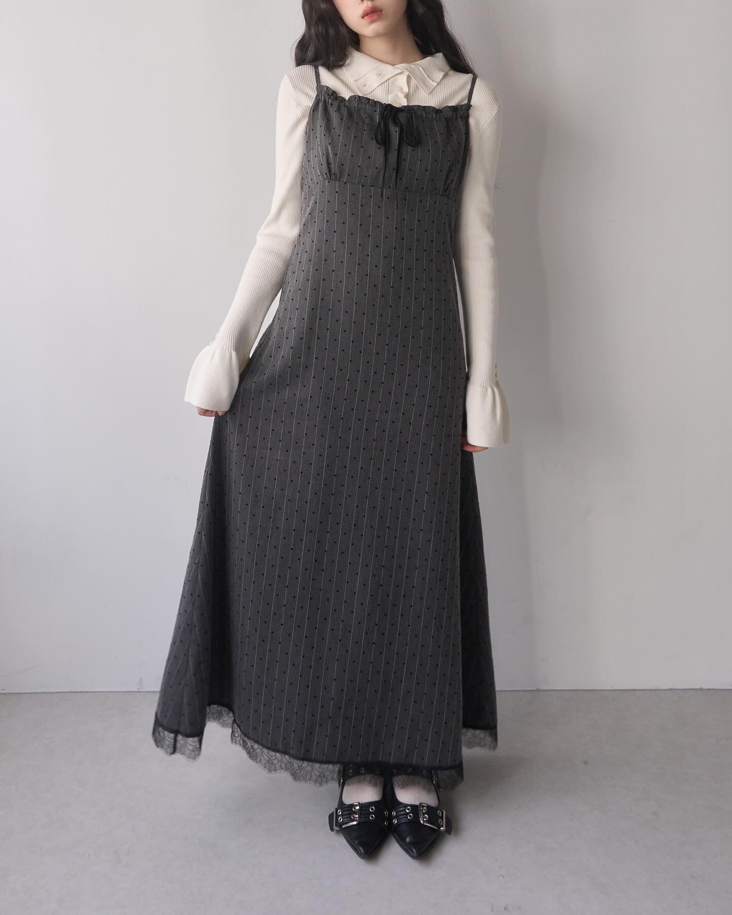 2wayボタンデザインリブニット