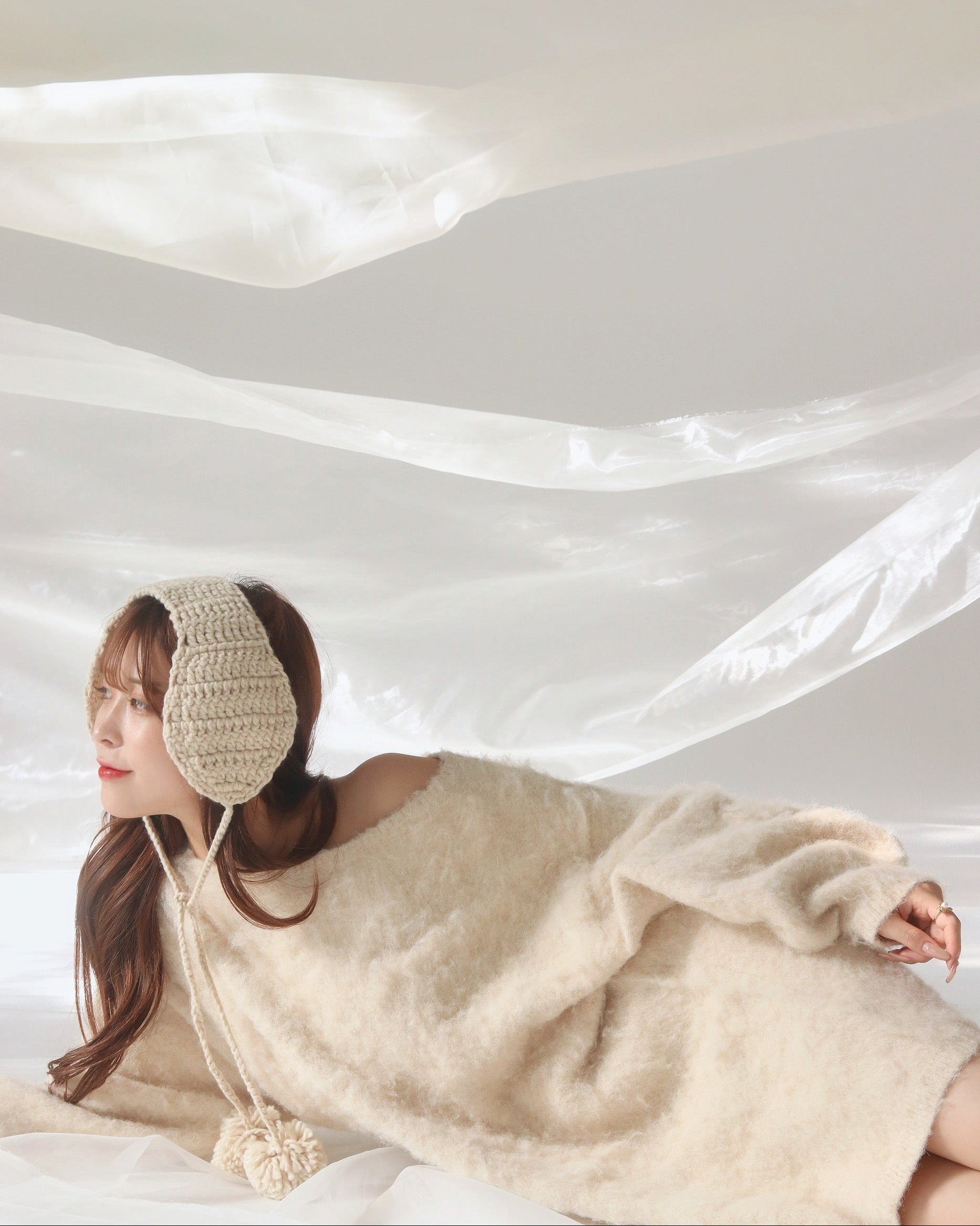 ケーブルニットイヤーマフ