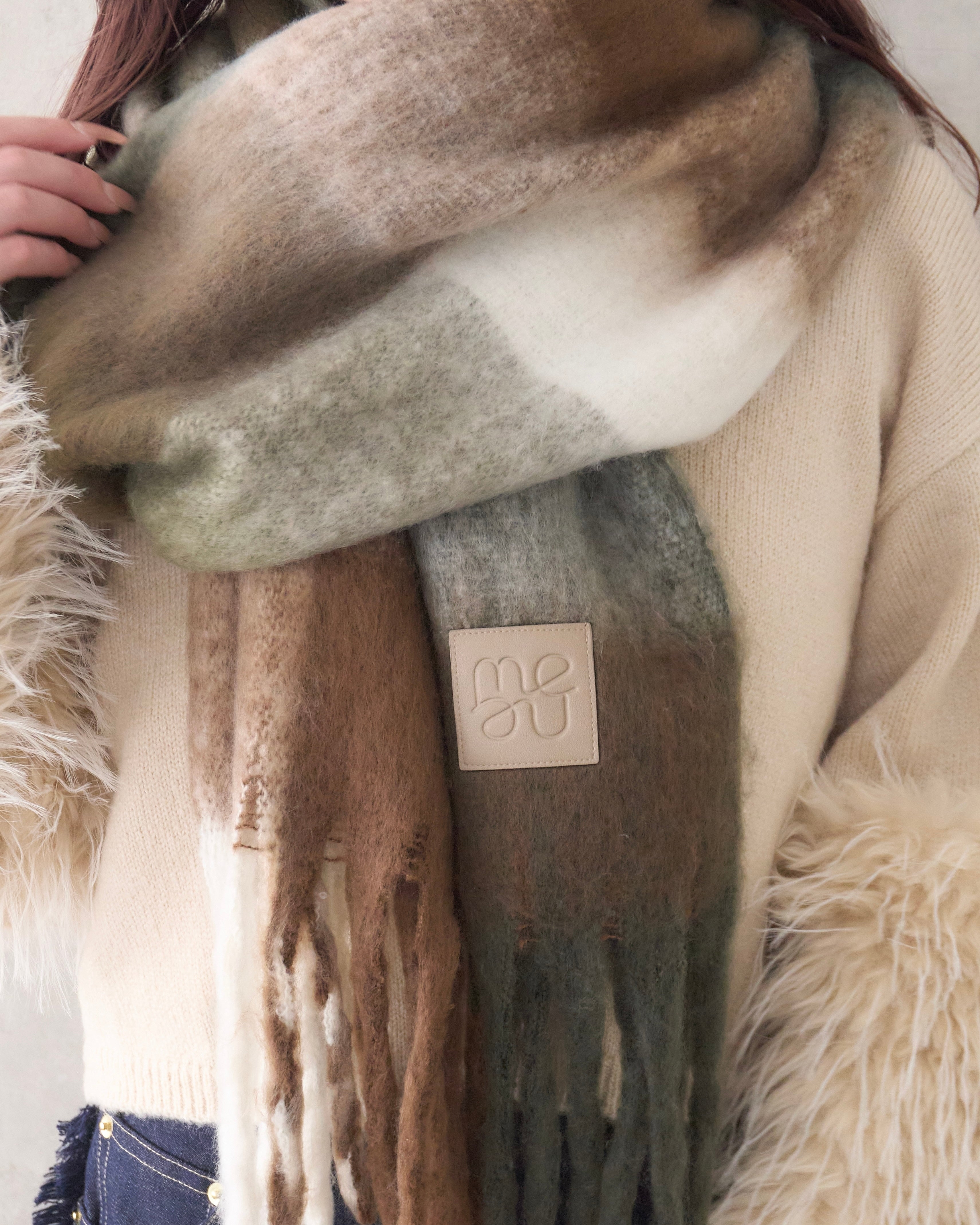 【予約】ボリュームブロックチェックマフラー