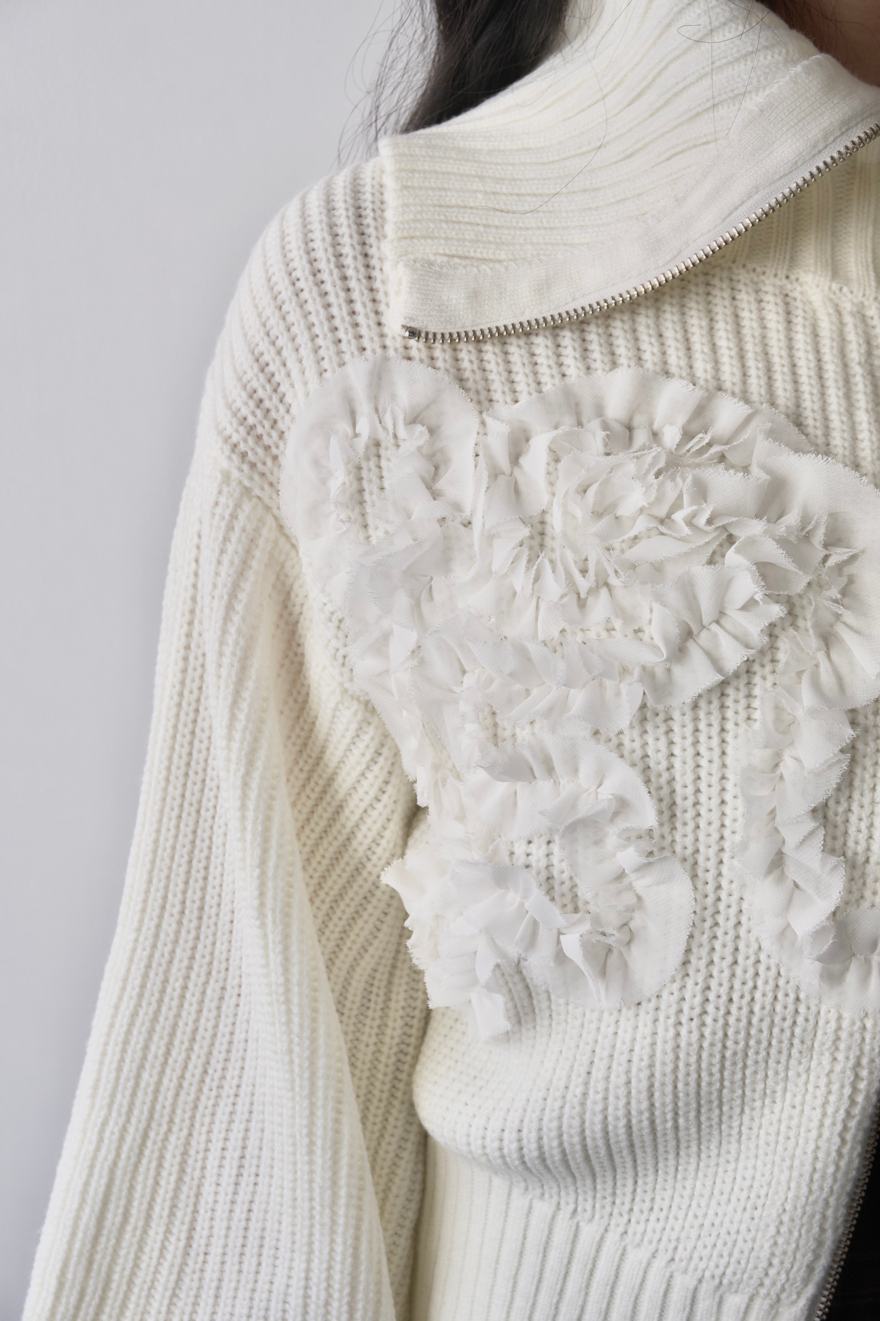Tulle design 2-way zip knit