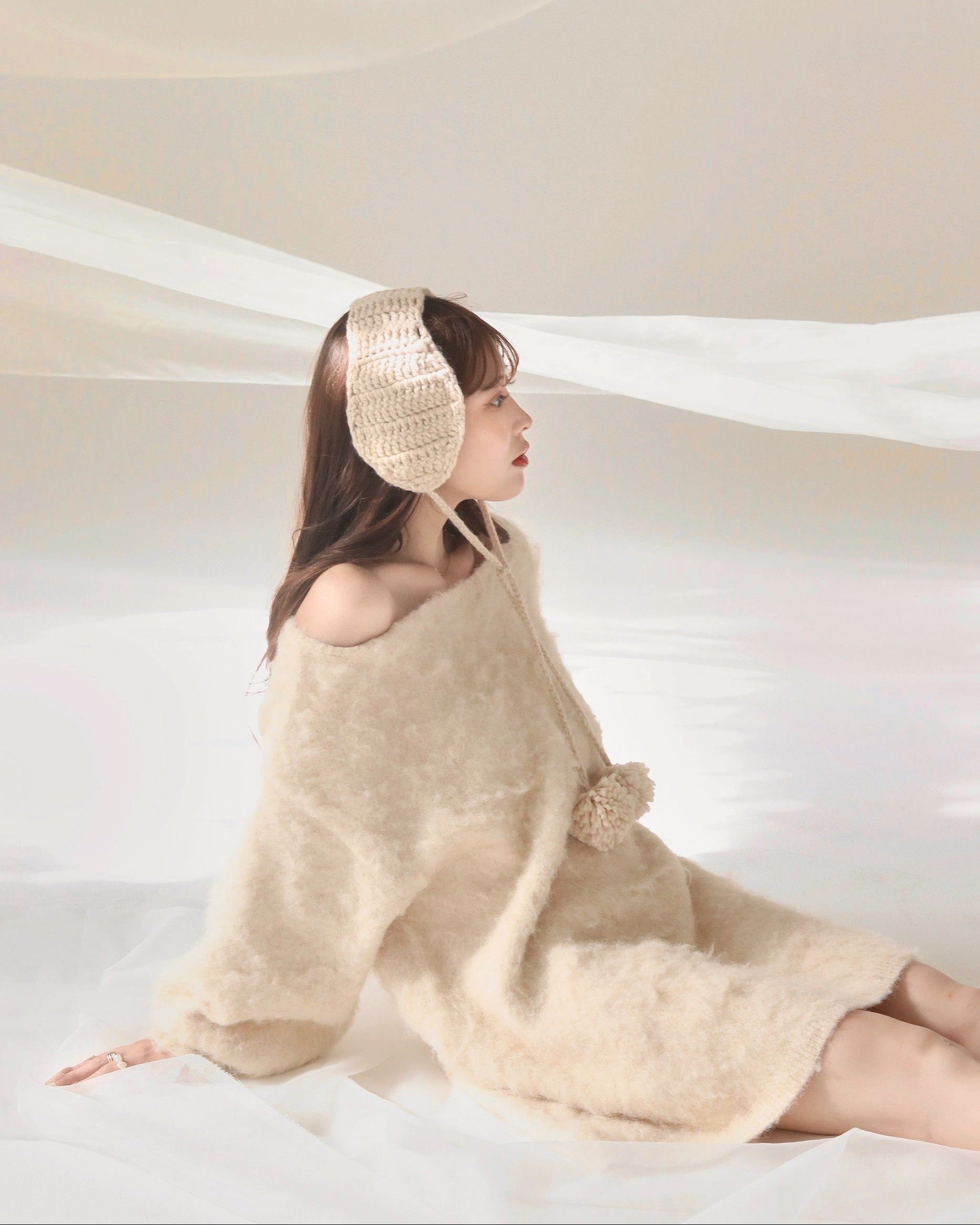 ケーブルニットイヤーマフ