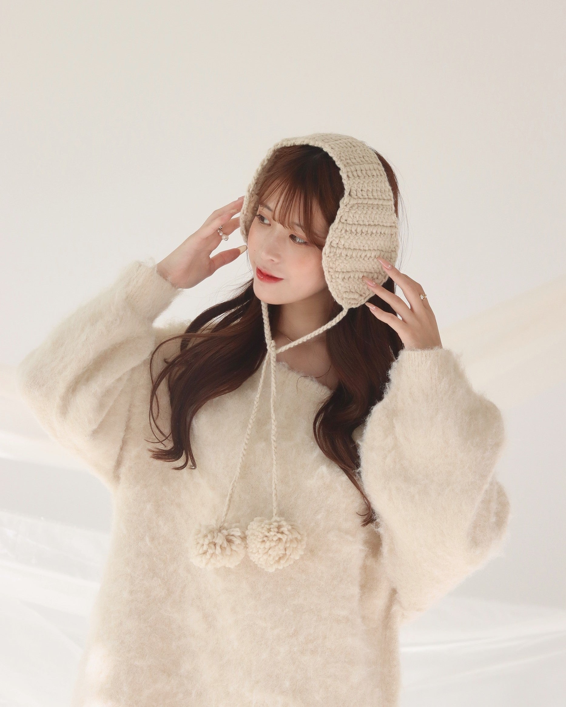 ケーブルニットイヤーマフ