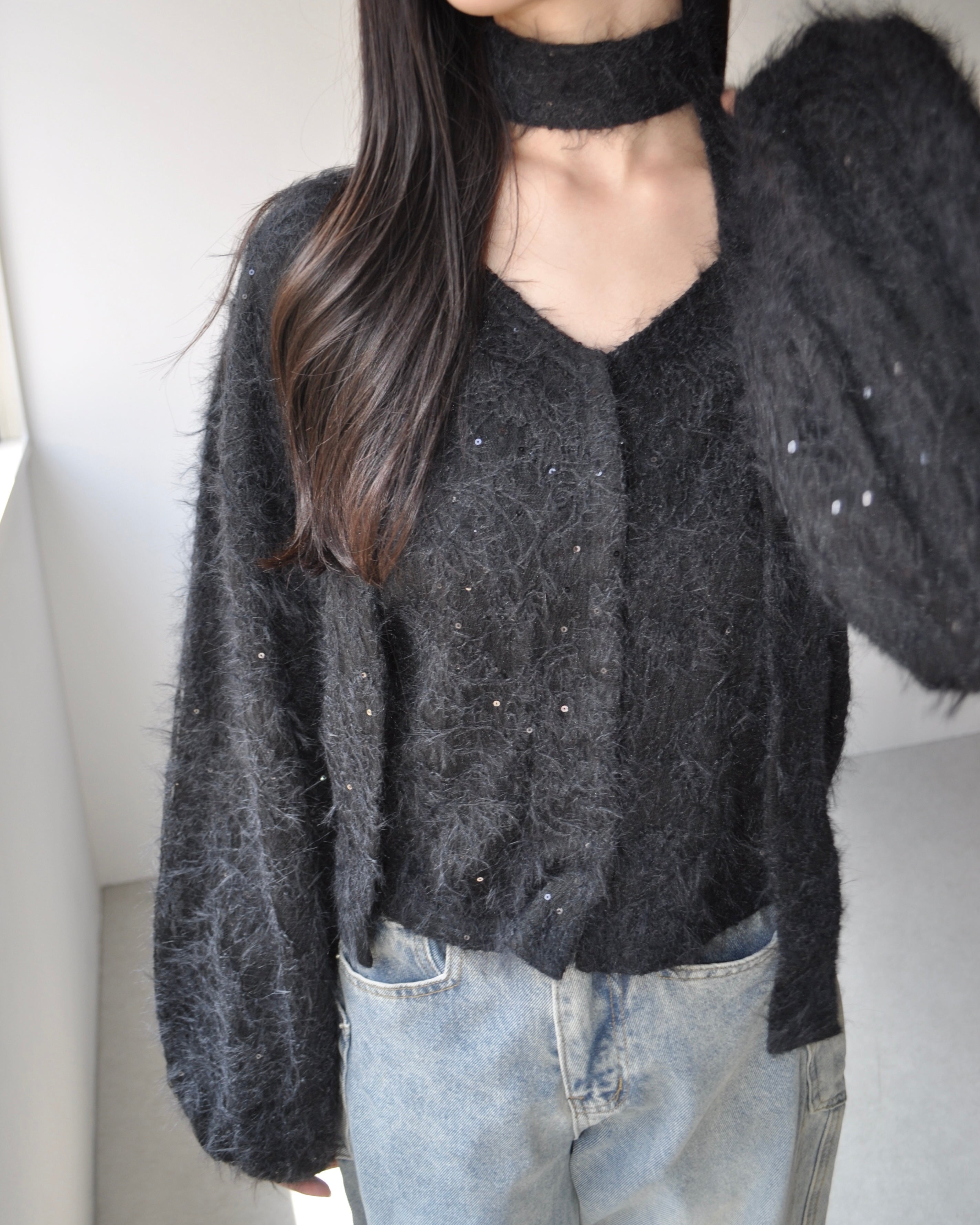 Choker Set 2way蕾丝针织开衫