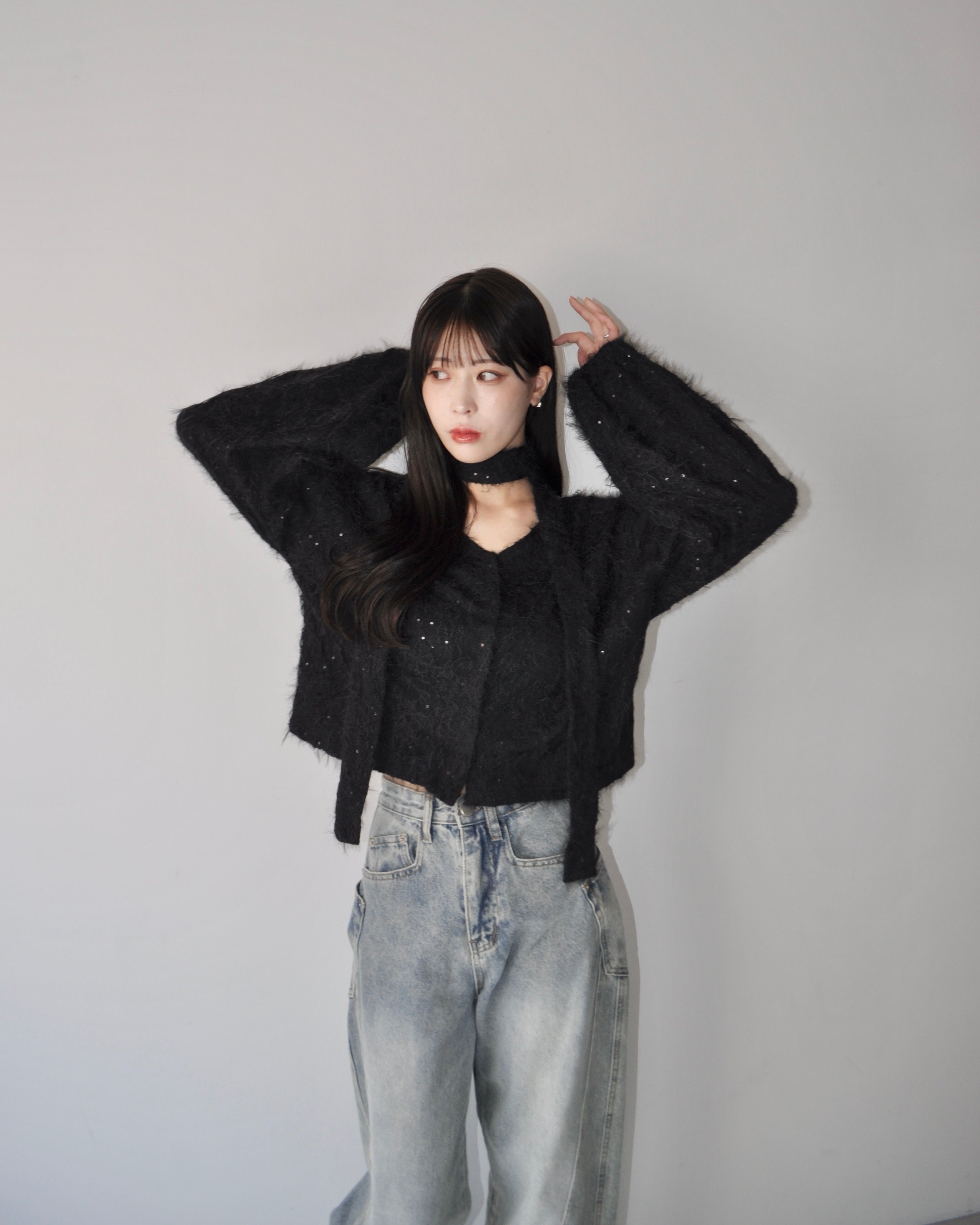 Choker Set 2way蕾丝针织开衫