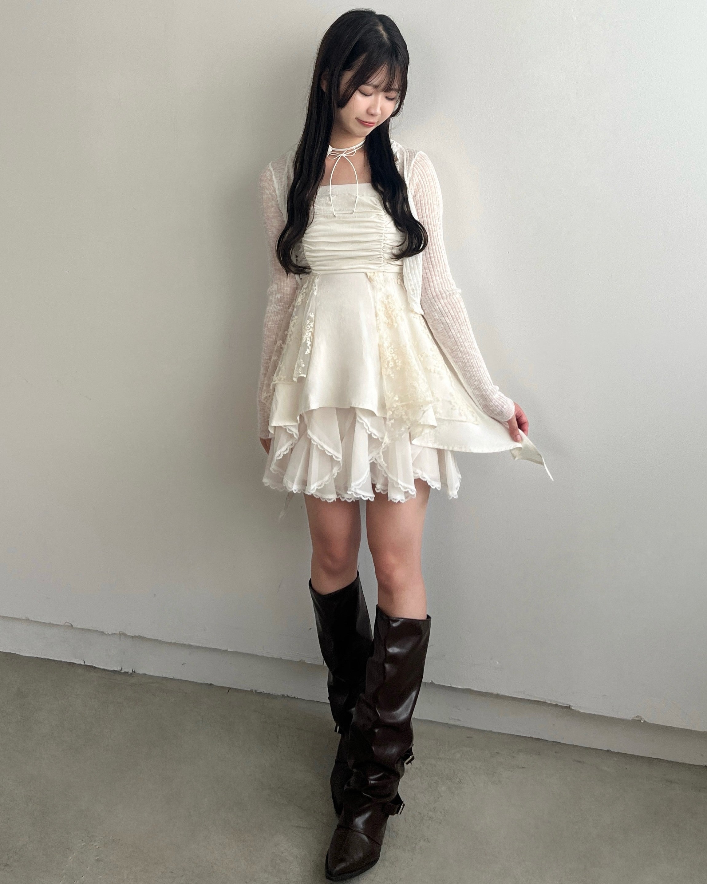 Random Ruffle Lace Mini Skirt