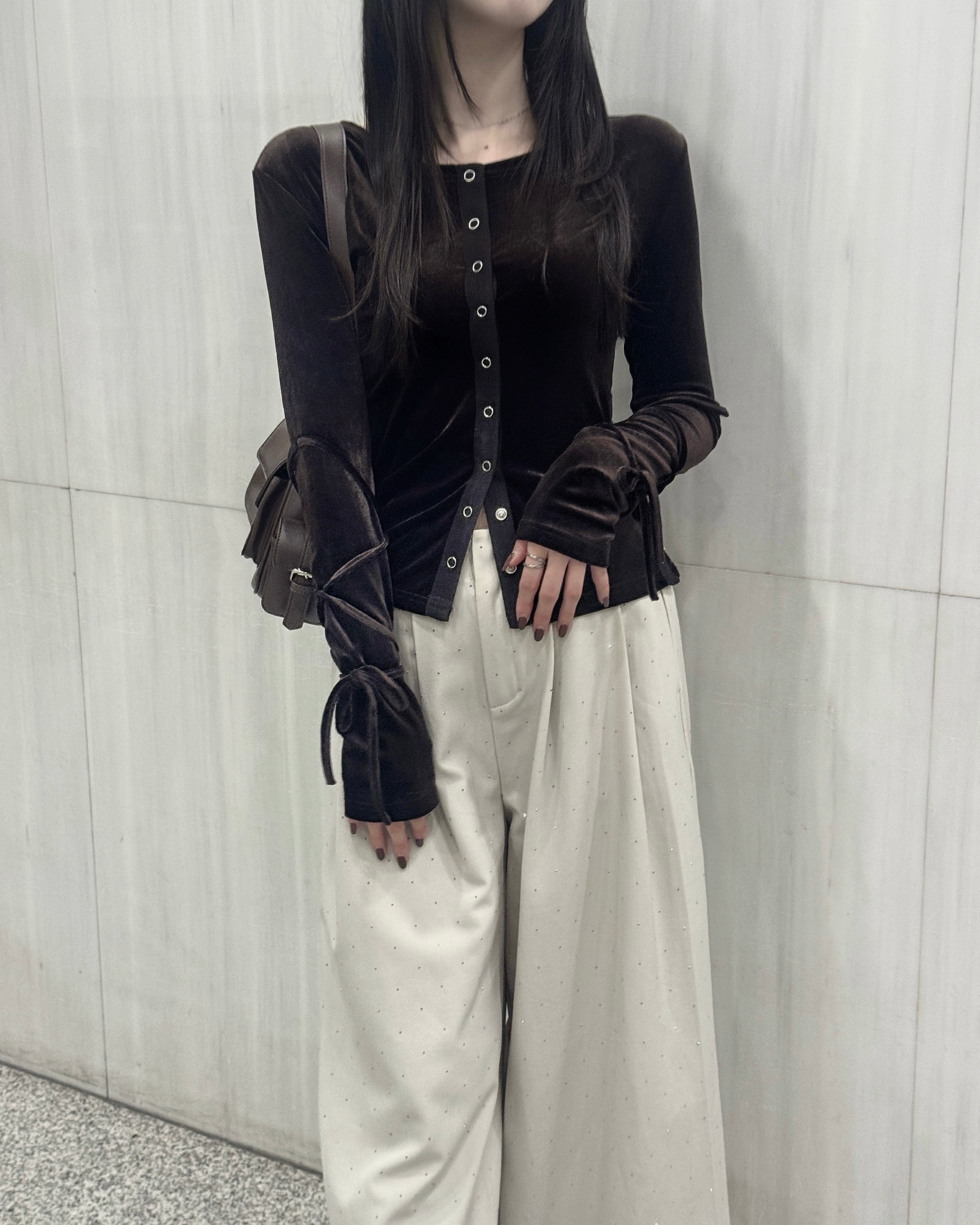 【一部予約】ベロアリボントップス