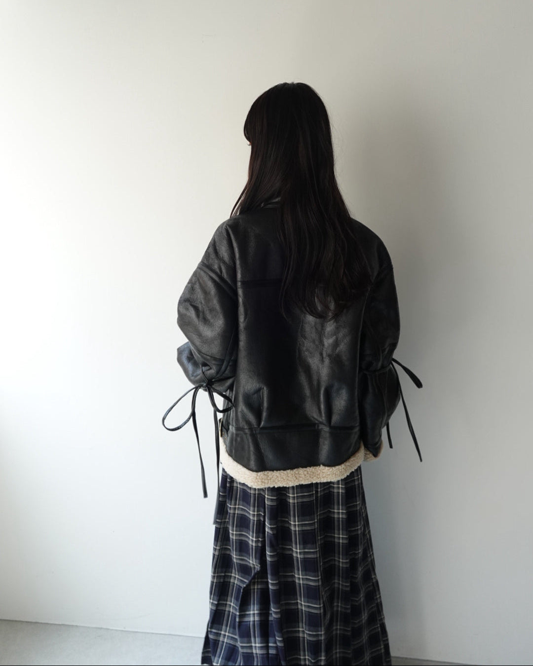 ヴィンテージレザーライクベルトボアコート