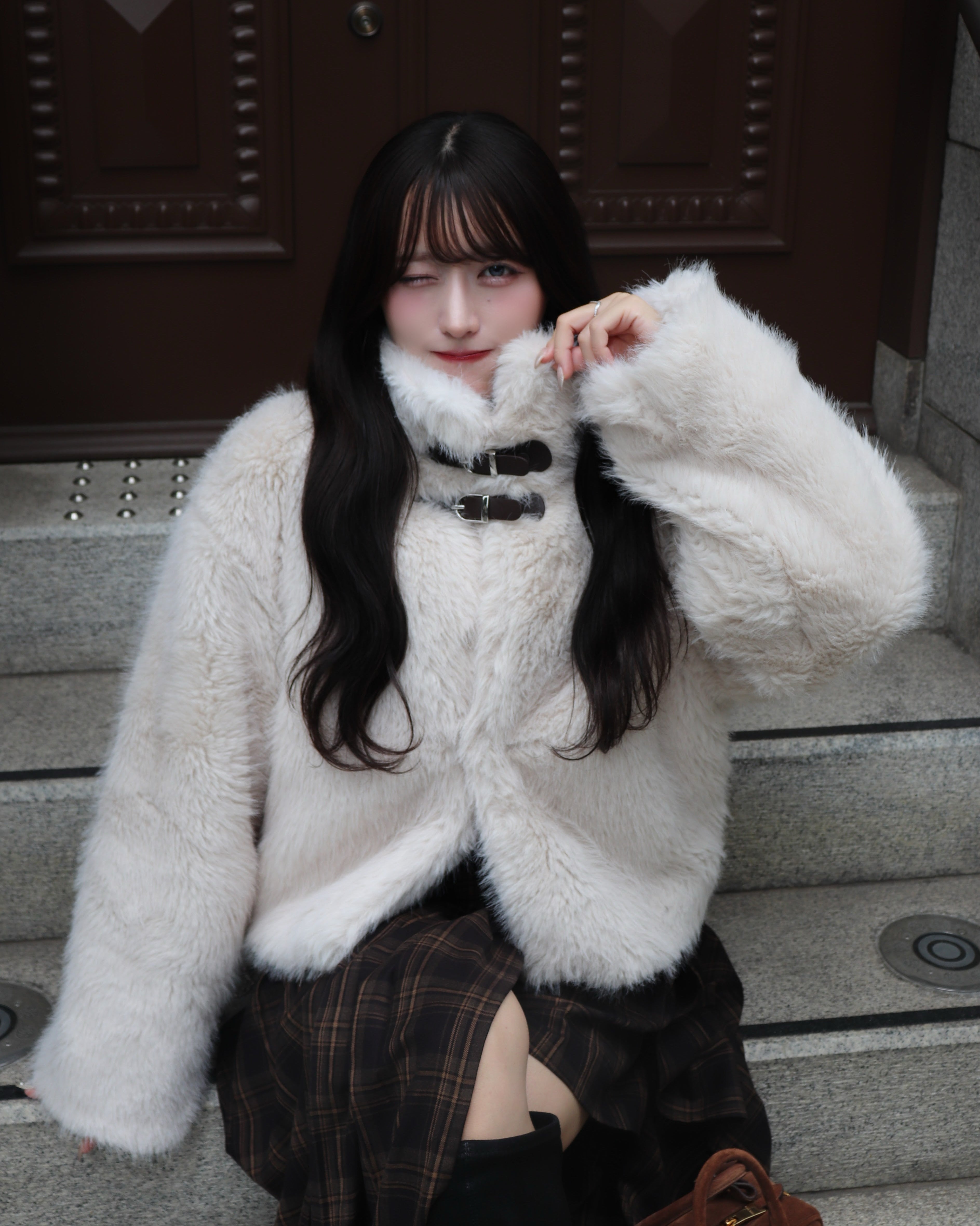 2wayベルトファーコート
