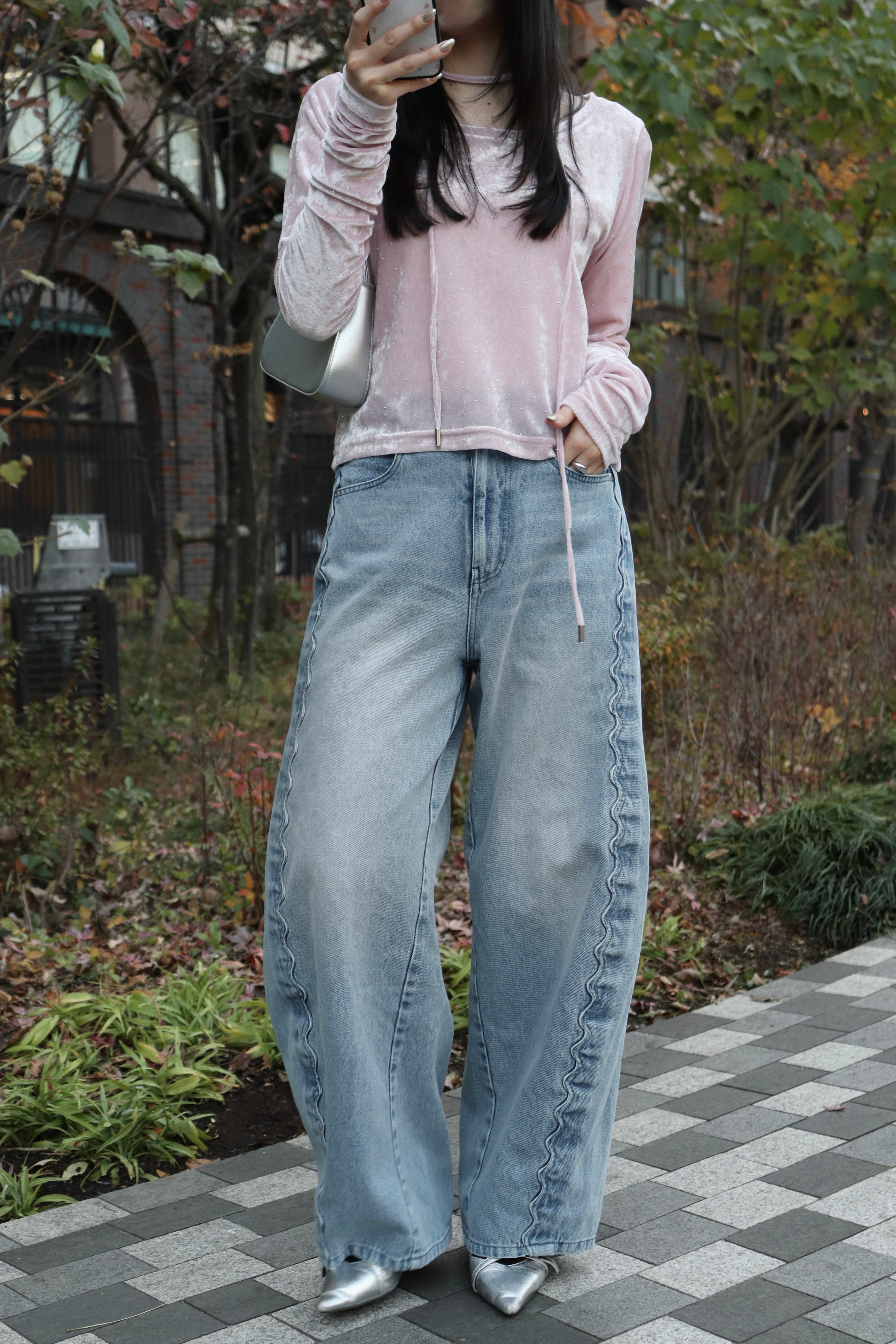 【一部予約】ウェーブラインカーブデニムパンツ