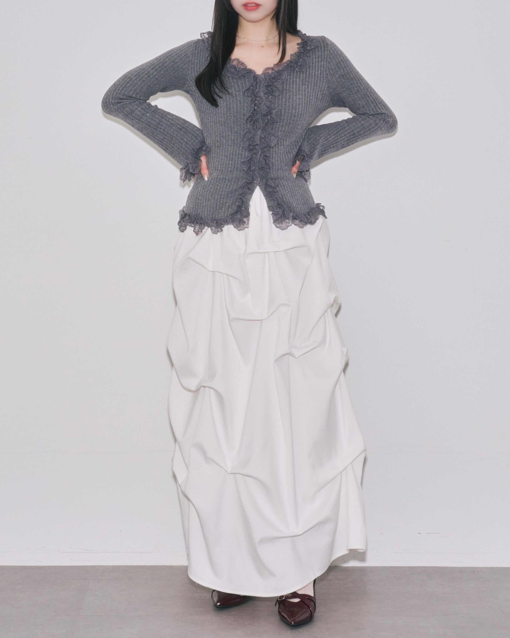 レースフリルニットカーディガン