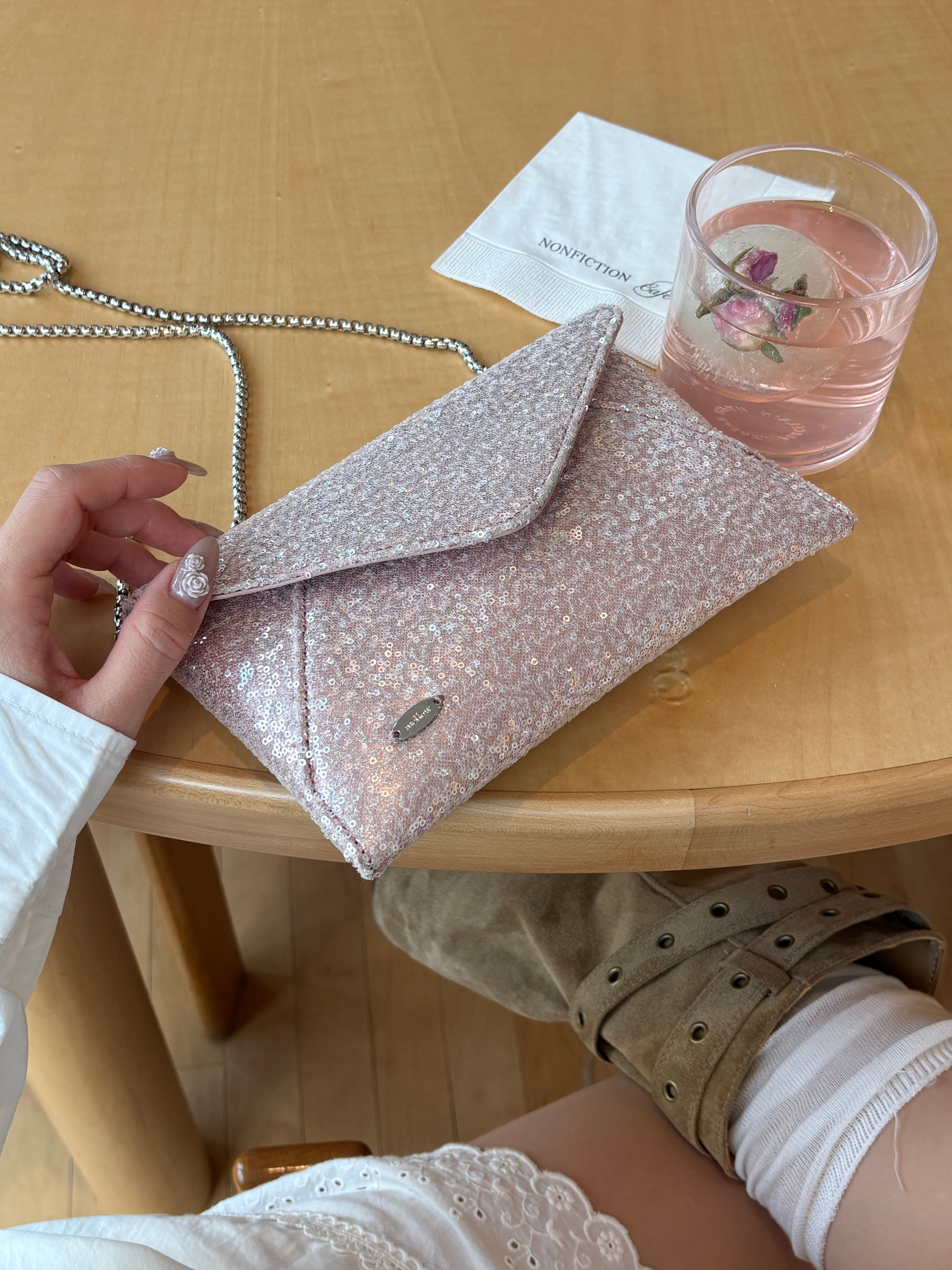 2wayスパンコールレターミニバッグ