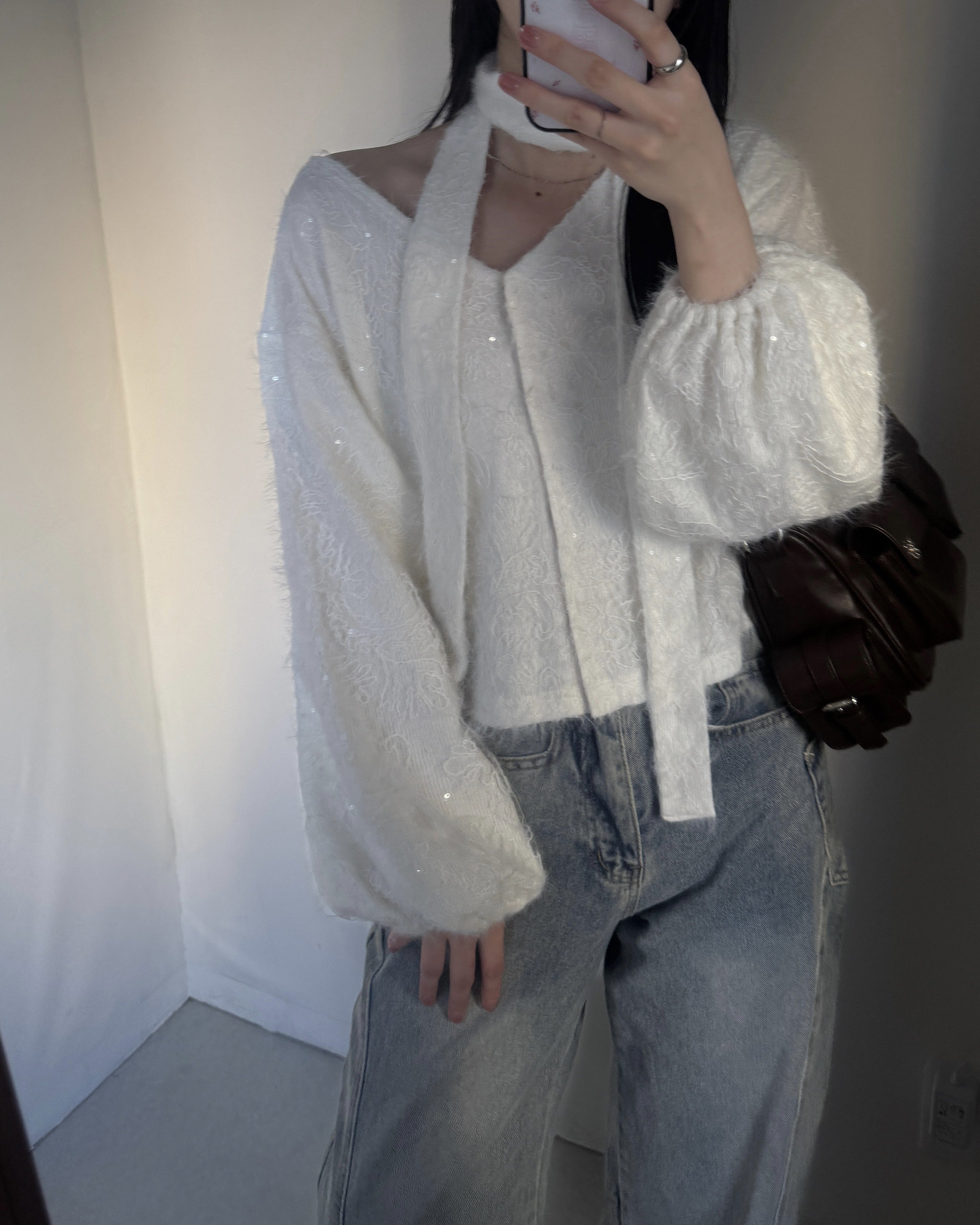 Choker Set 2way蕾丝针织开衫