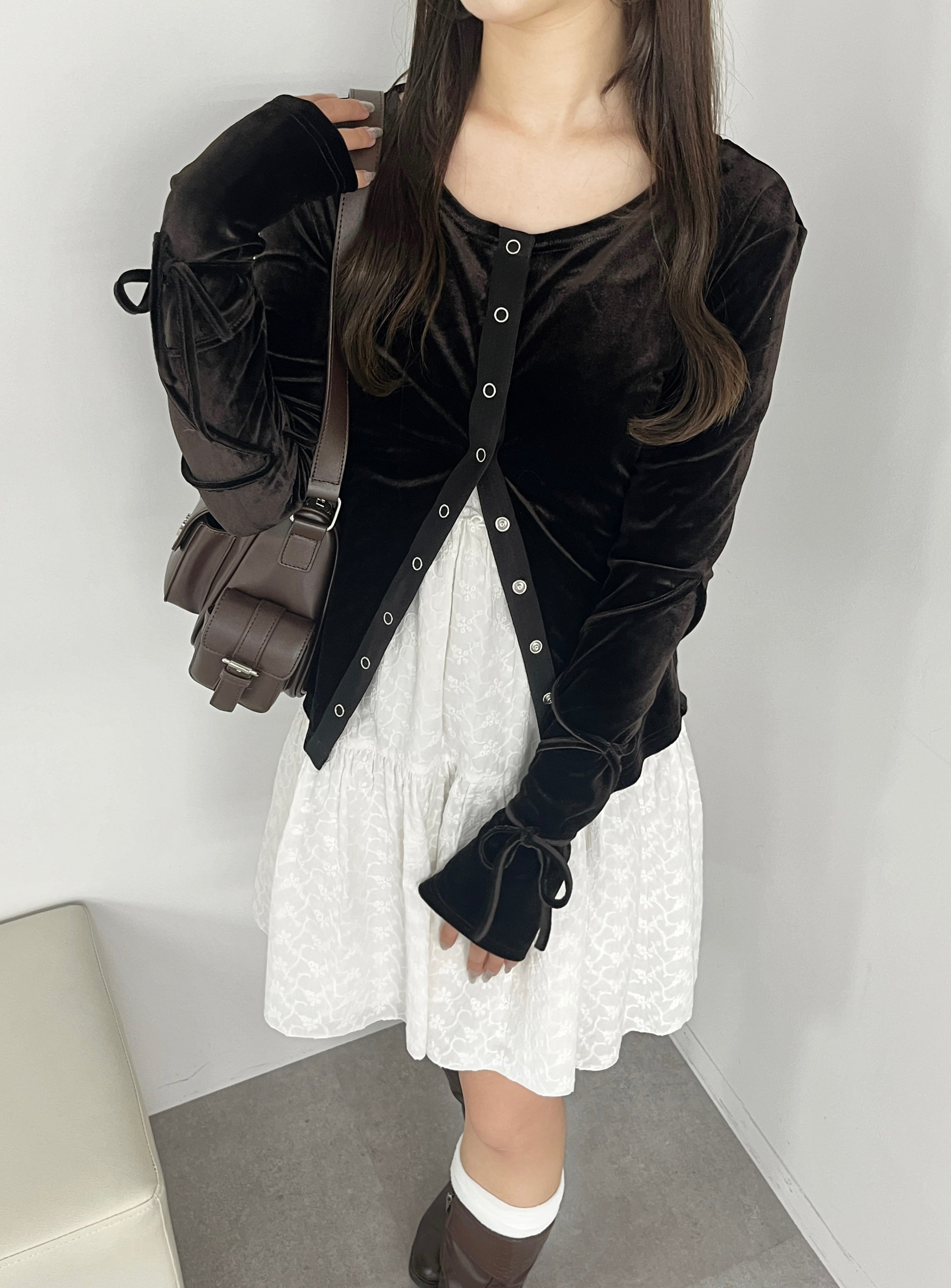 【一部予約】ベロアリボントップス