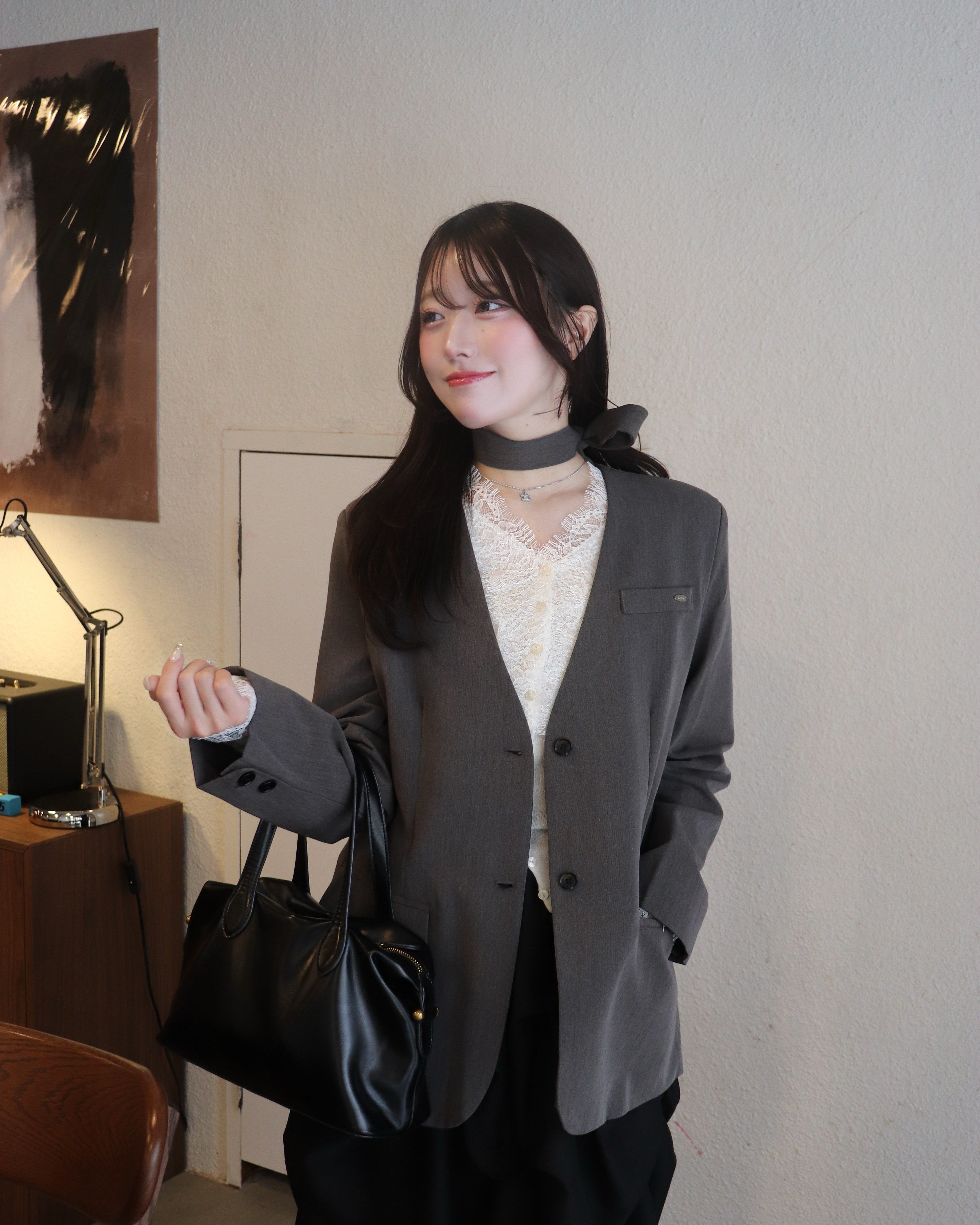 レースドッキングカーディガン