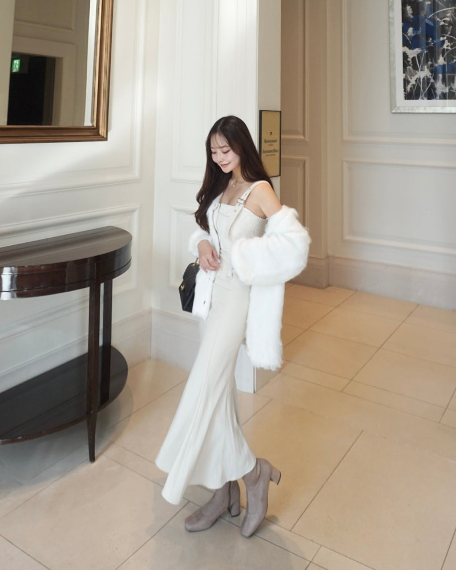 毛茸茸的针织长开衫