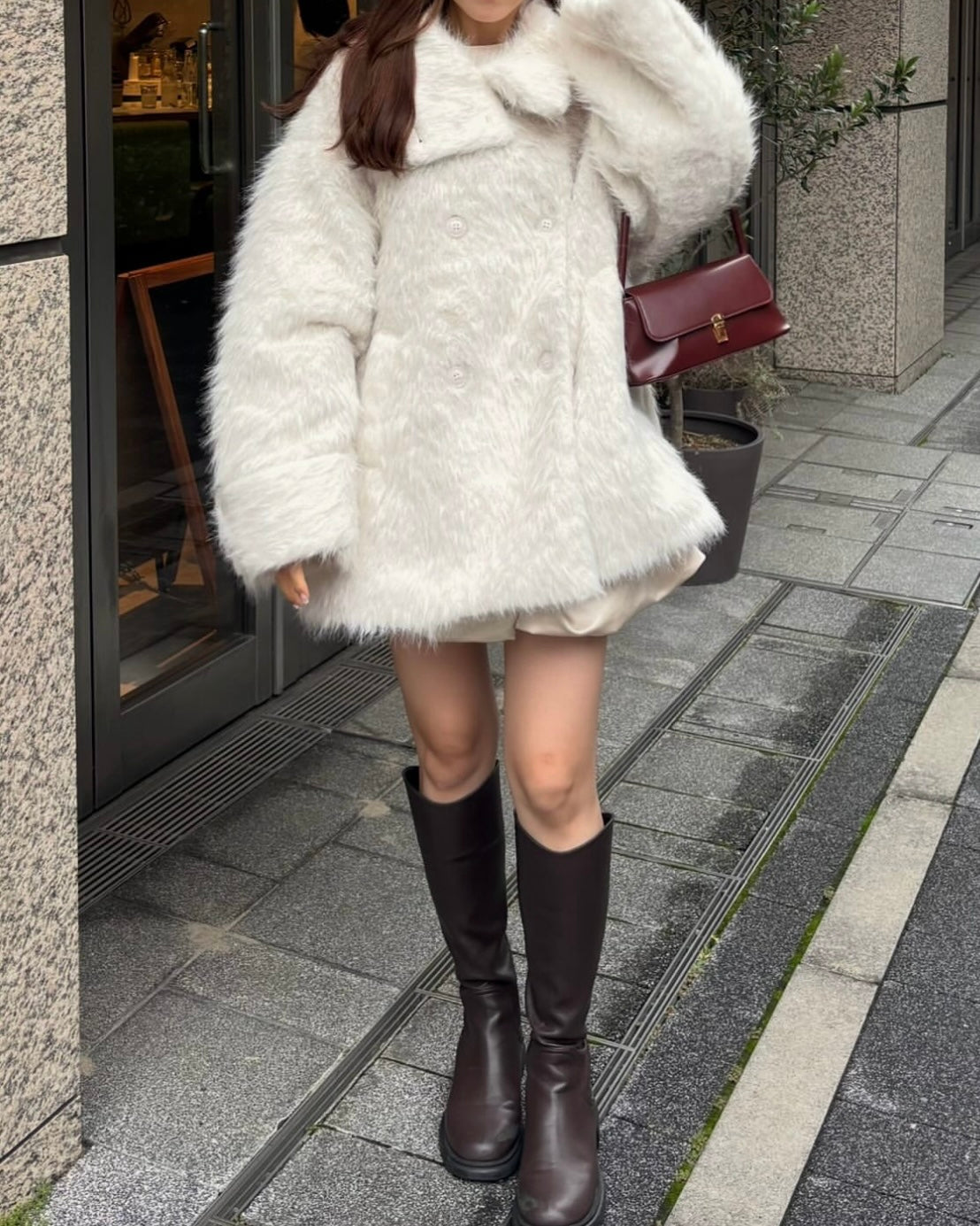 3wayスタンドカラーシャギーコート