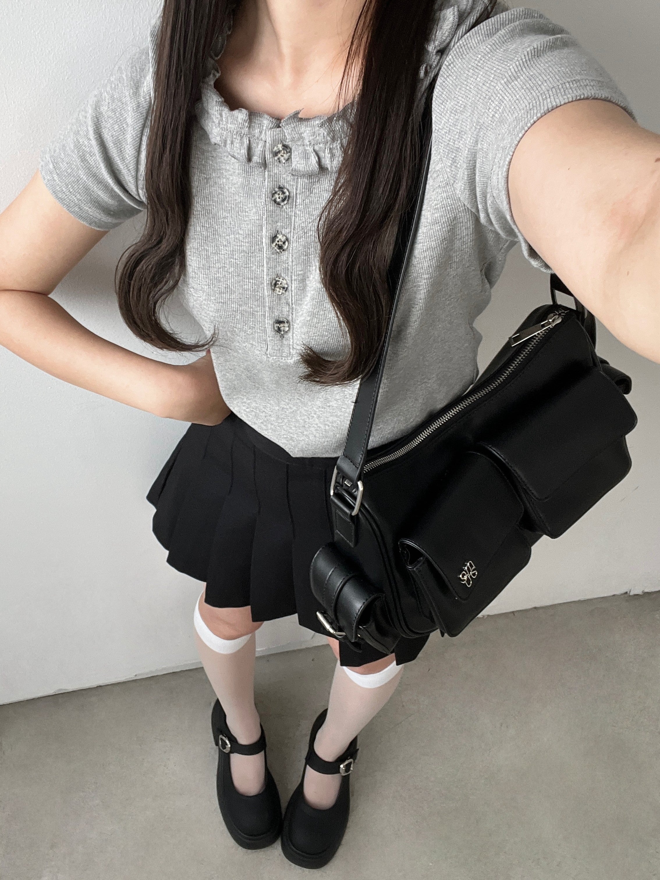 ウエストボタンプリーツミニスカート