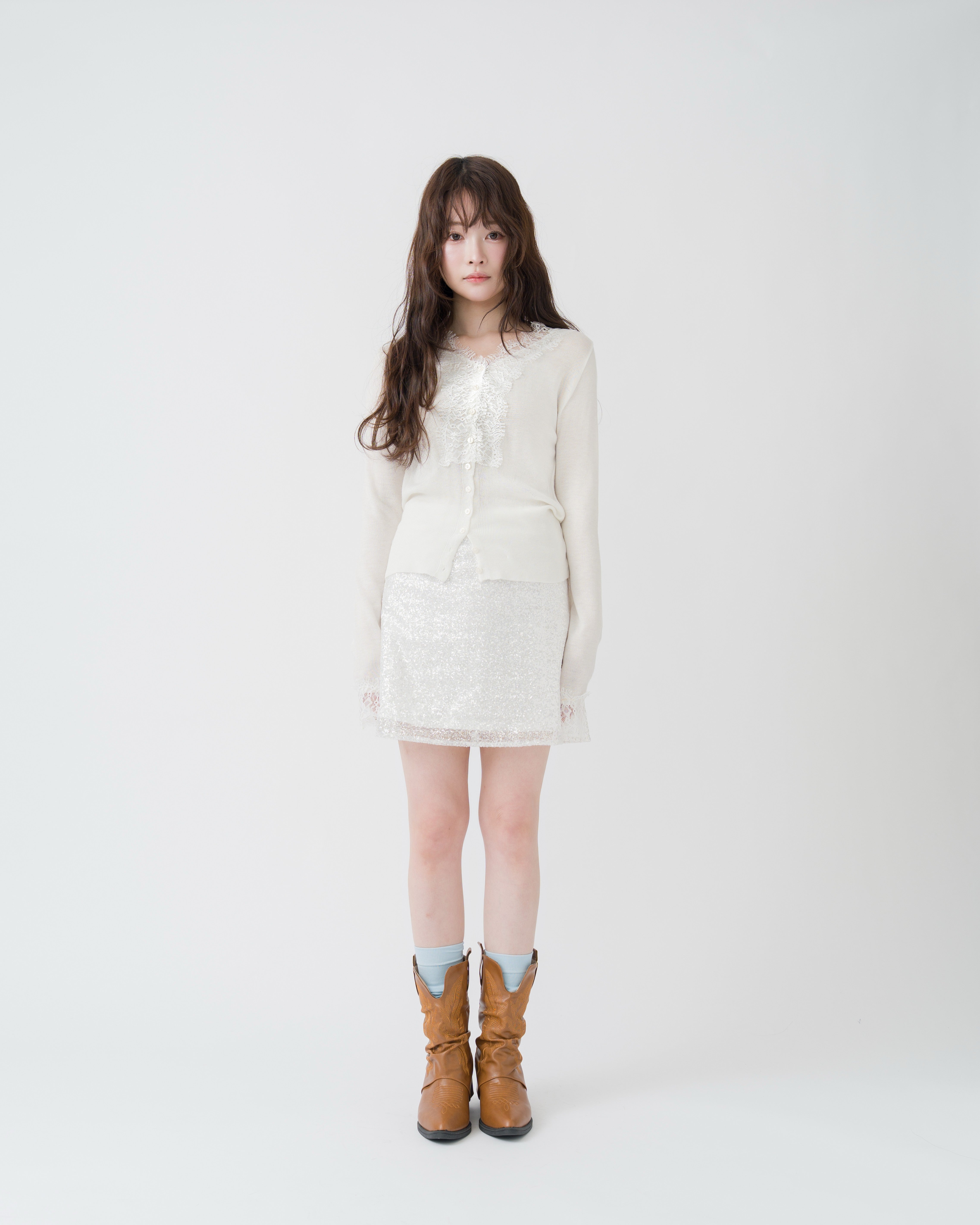 レースドッキングカーディガン