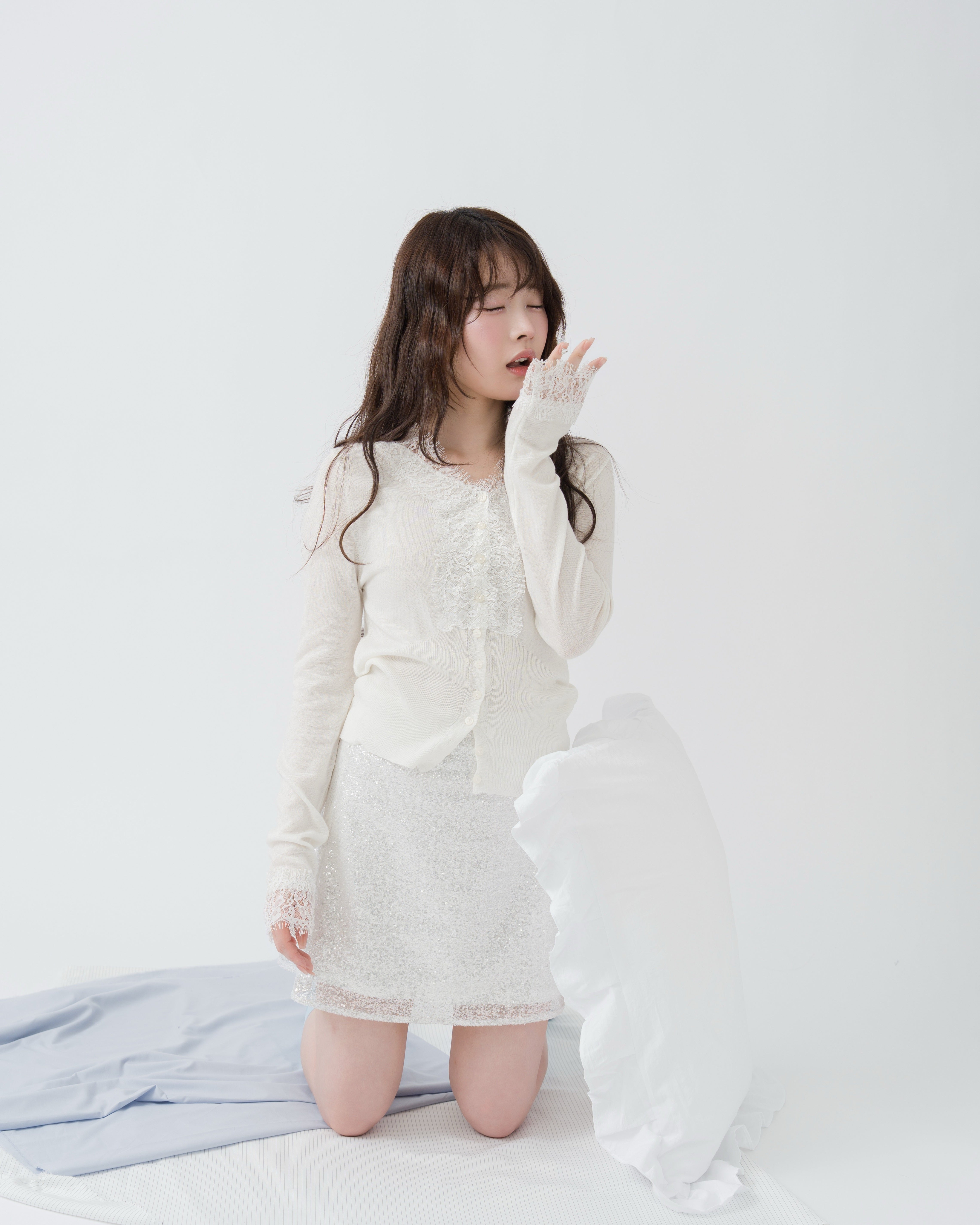 レースドッキングカーディガン