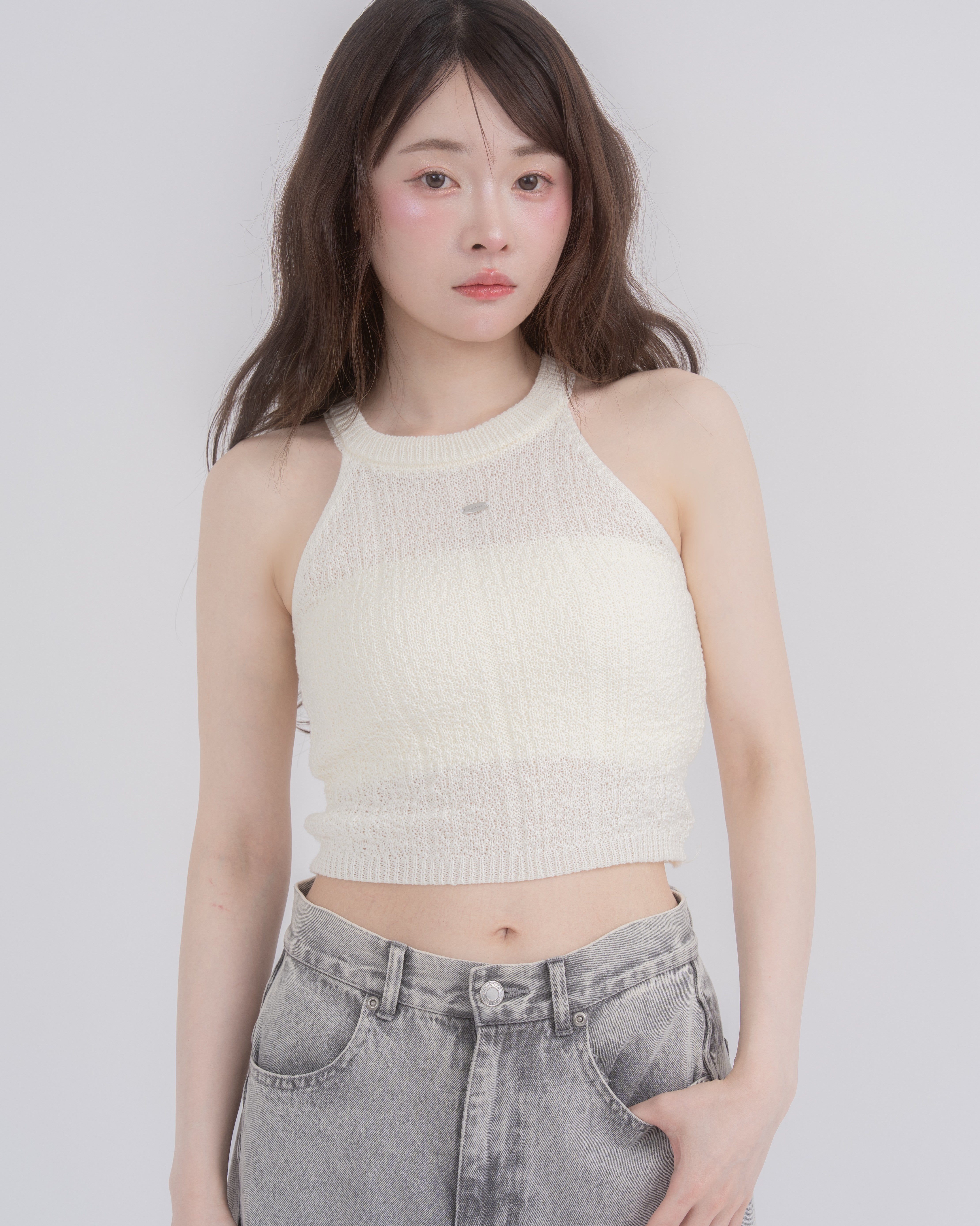 ロゴプレートホルターネックタンクトップ