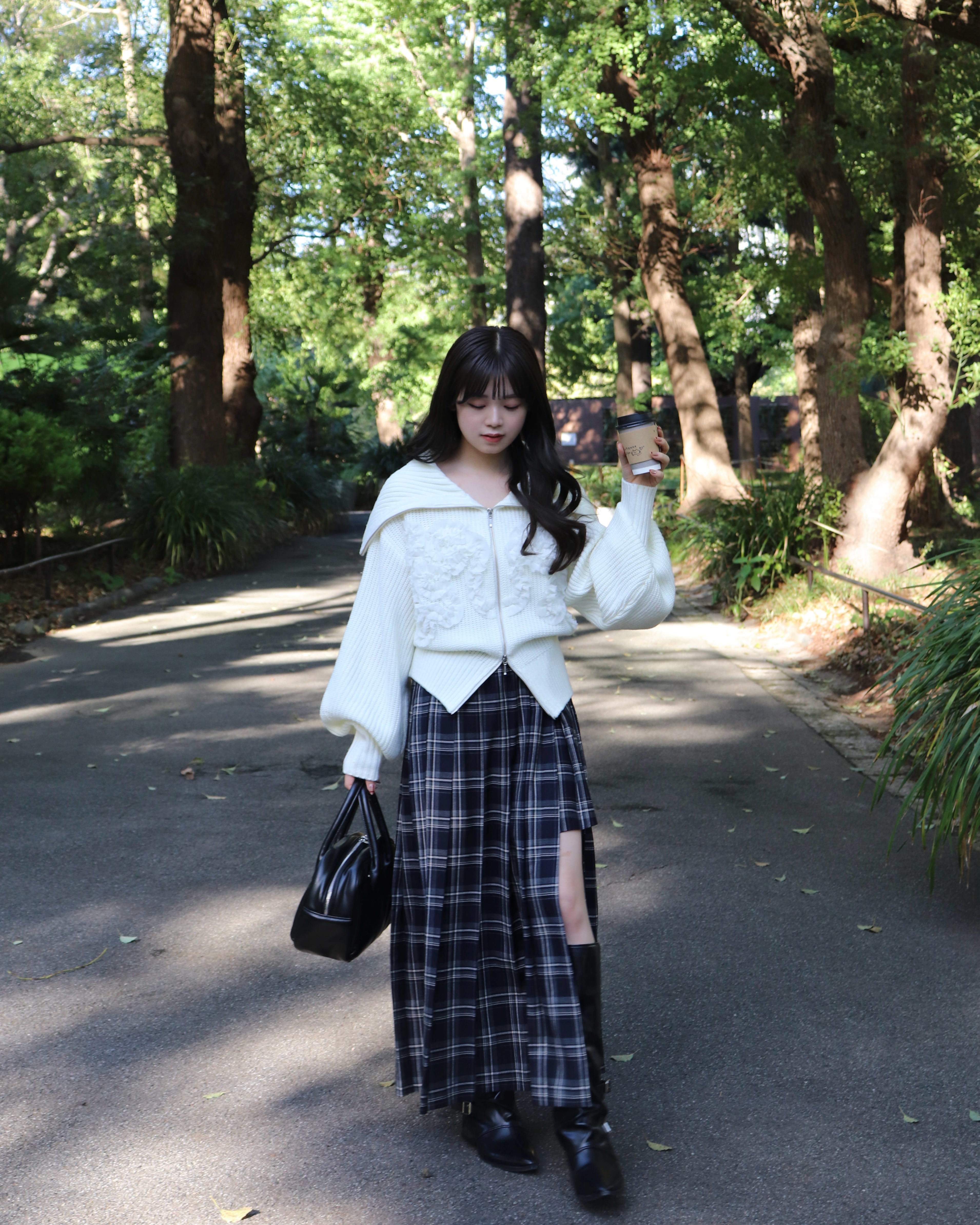 Tulle design 2-way zip knit