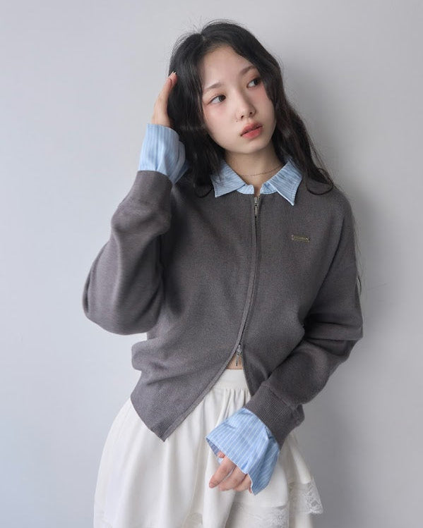 シャツレイヤードライクニット