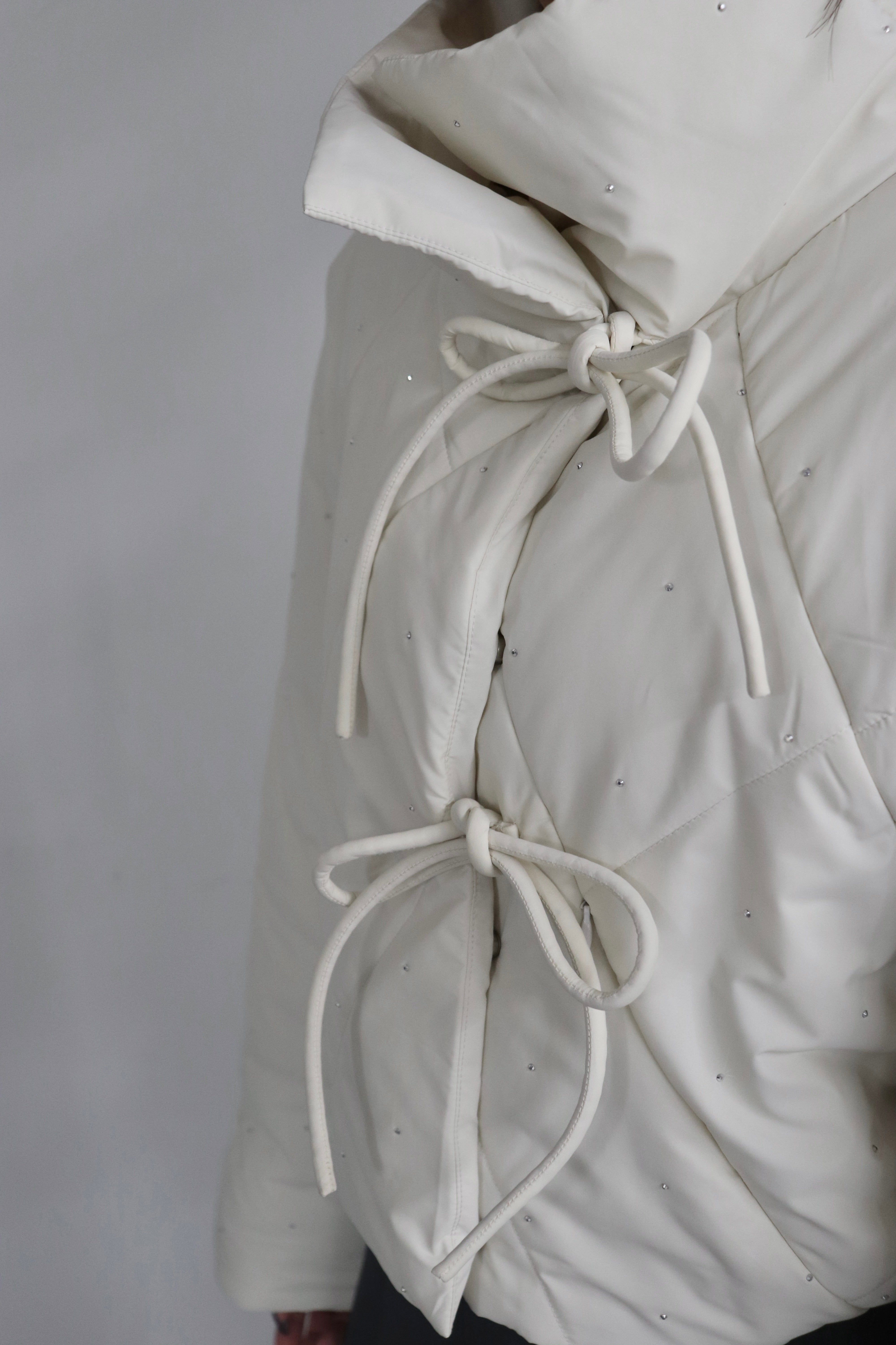 bijou ribbon quilted coat