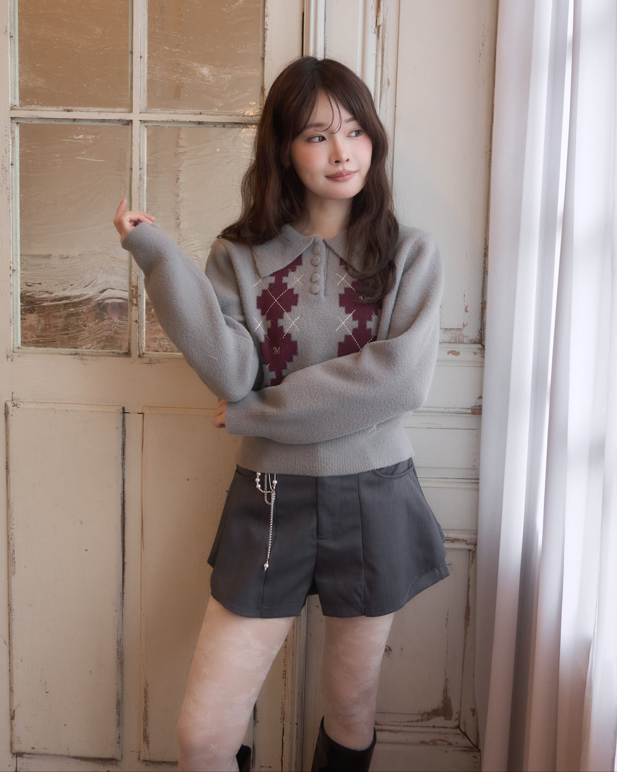 アーガイルパターンニット