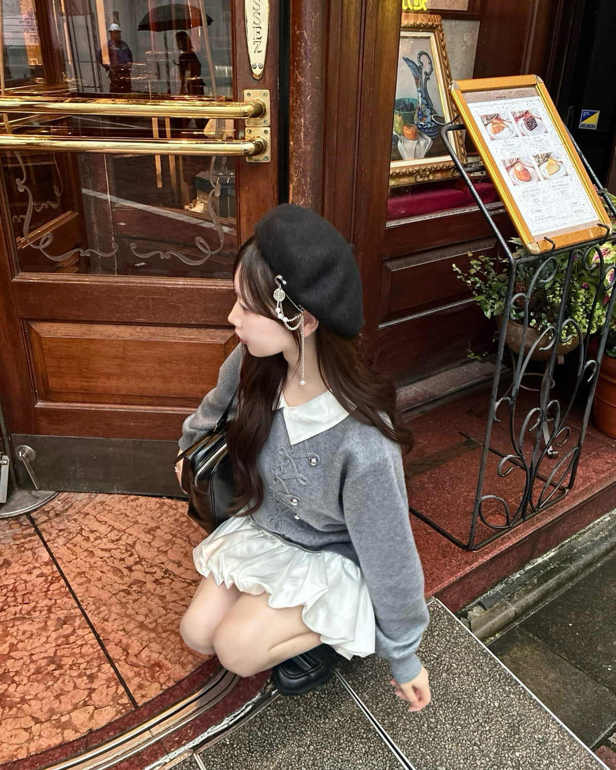 【予約】2wayサテンシャツレイヤードナポレオンニットワンピース