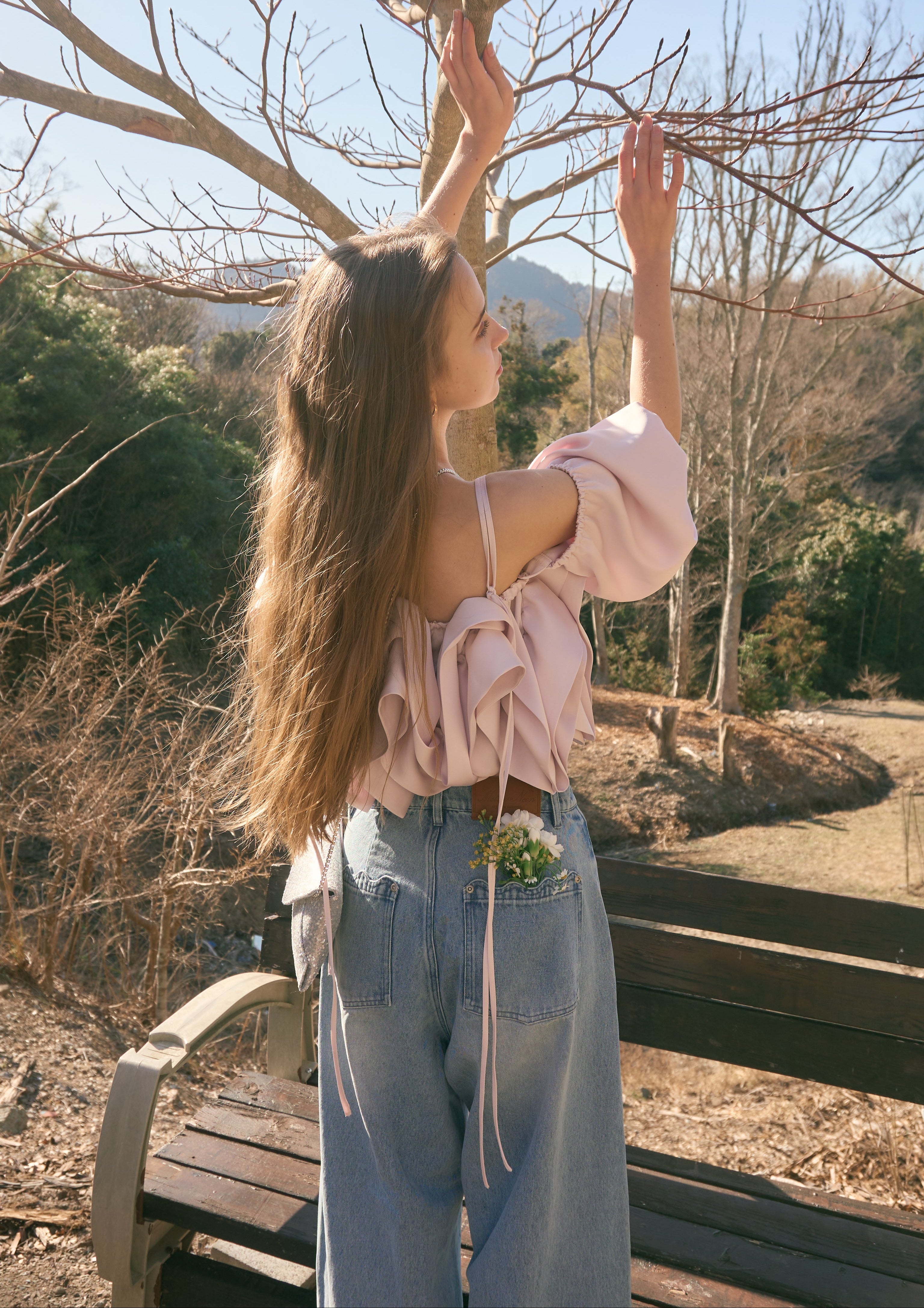 【一部予約】ウェーブラインカーブデニムパンツ