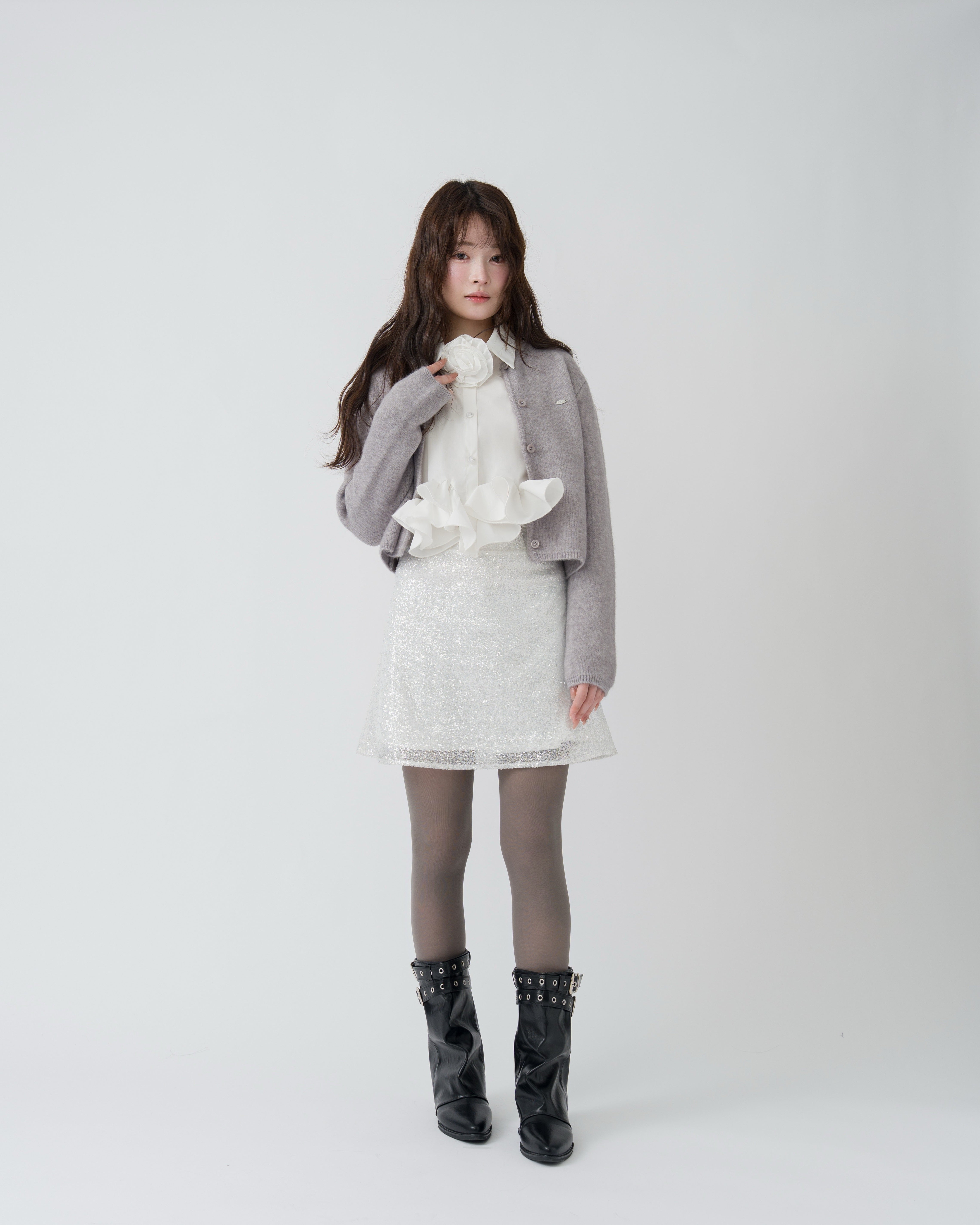 ロゴプレートニットカーディガン