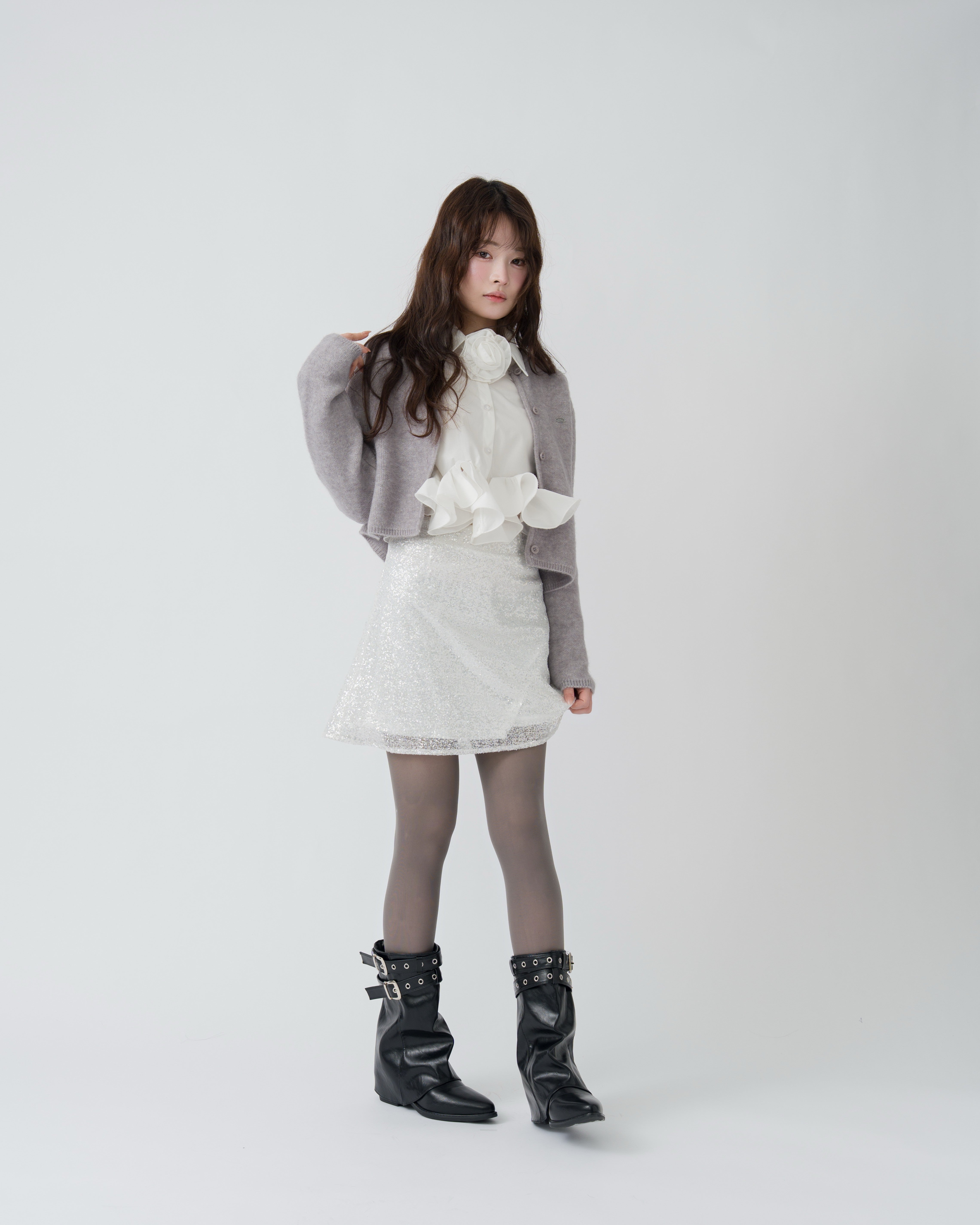 ロゴプレートニットカーディガン