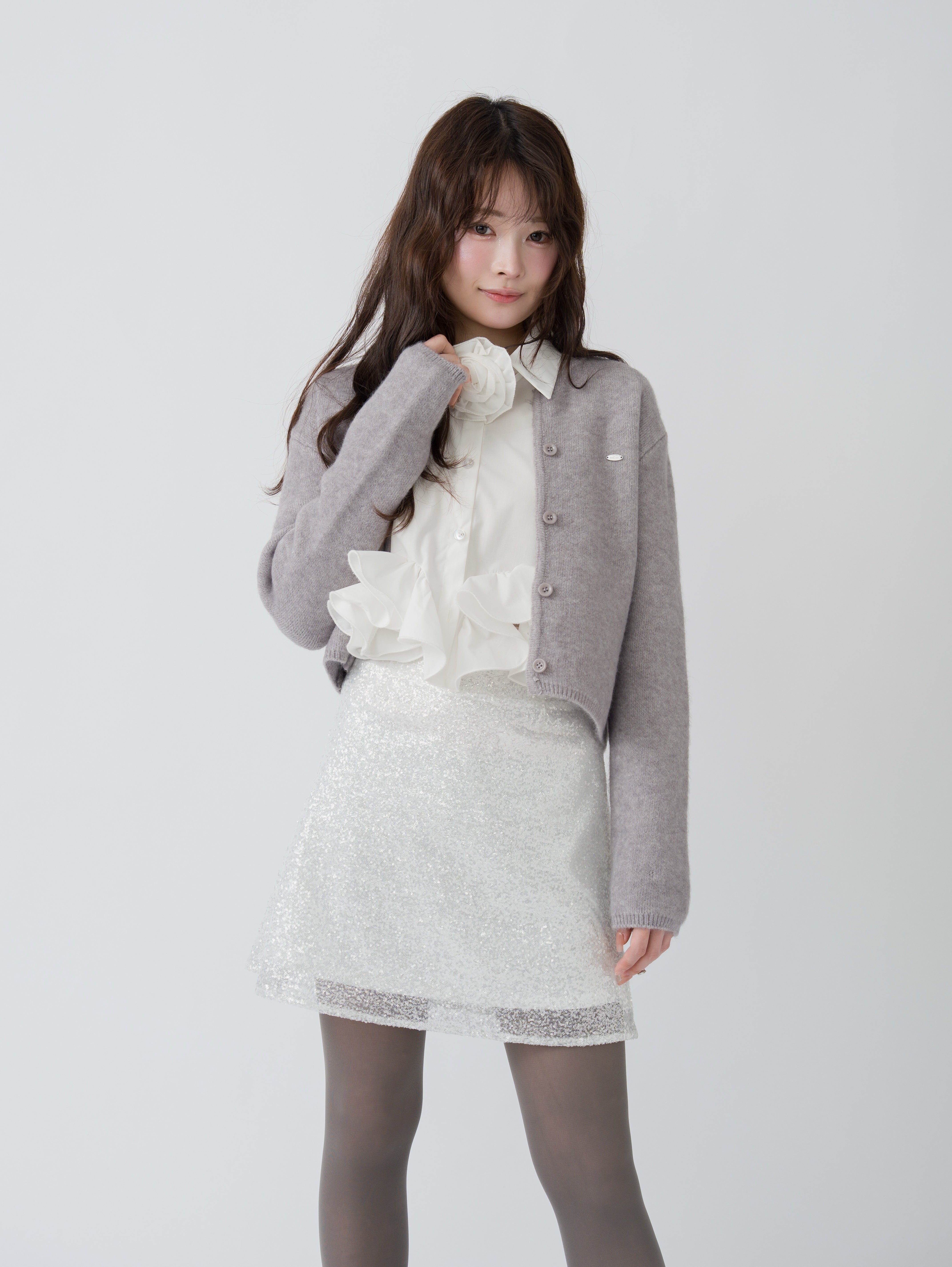 ロゴプレートニットカーディガン