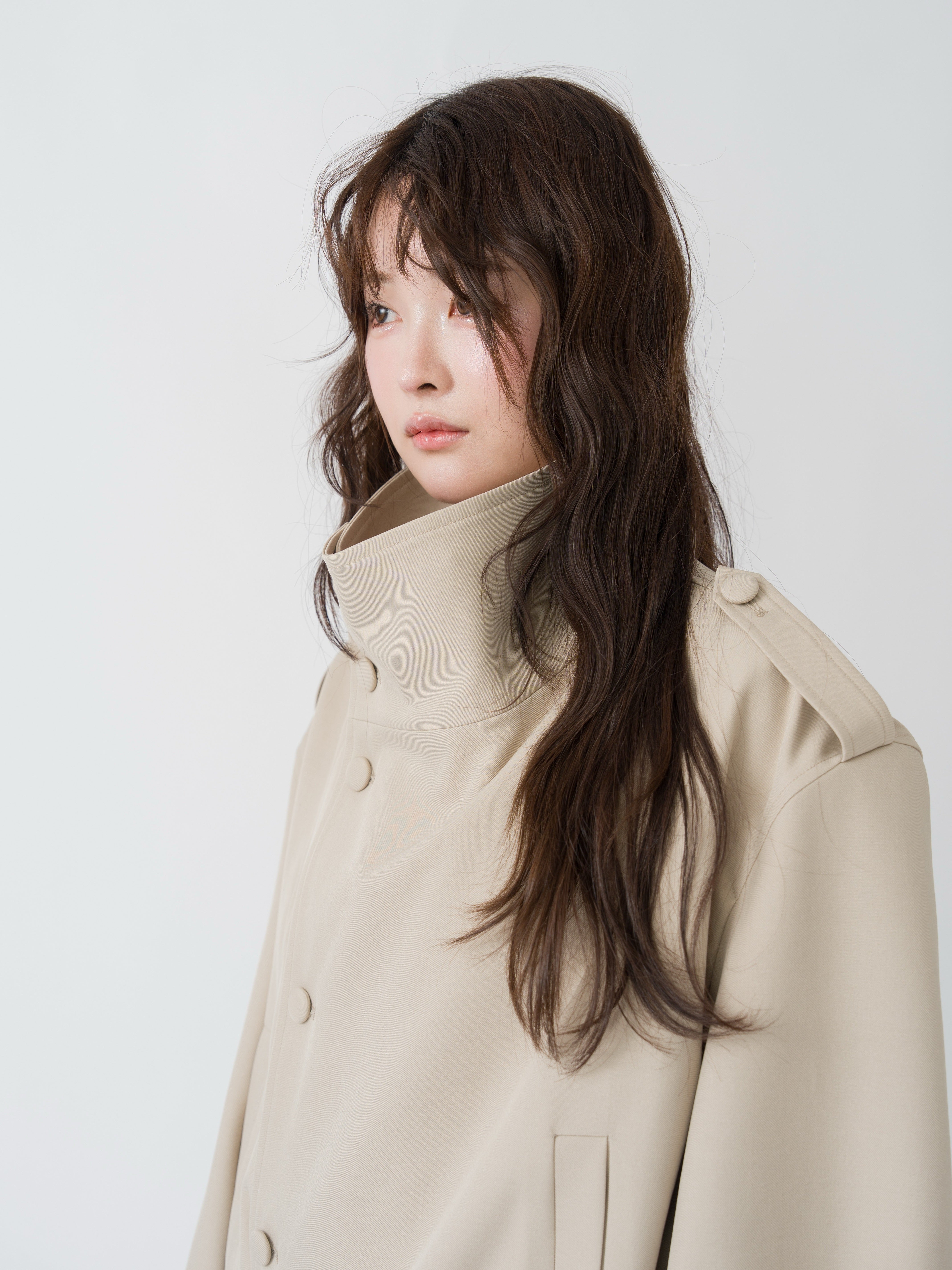 2wayスタンドカラーショートトレンチコート