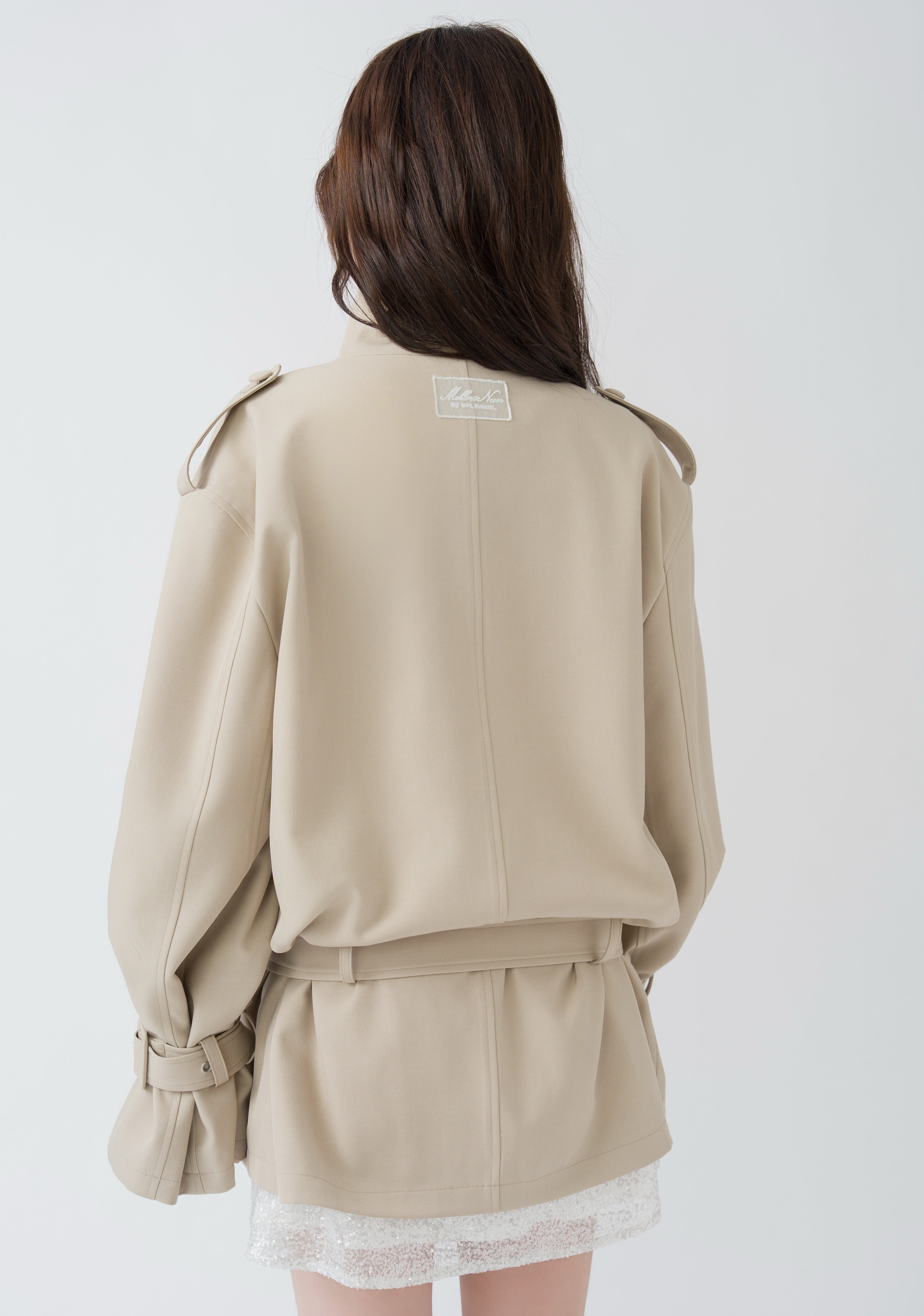 2wayスタンドカラーショートトレンチコート