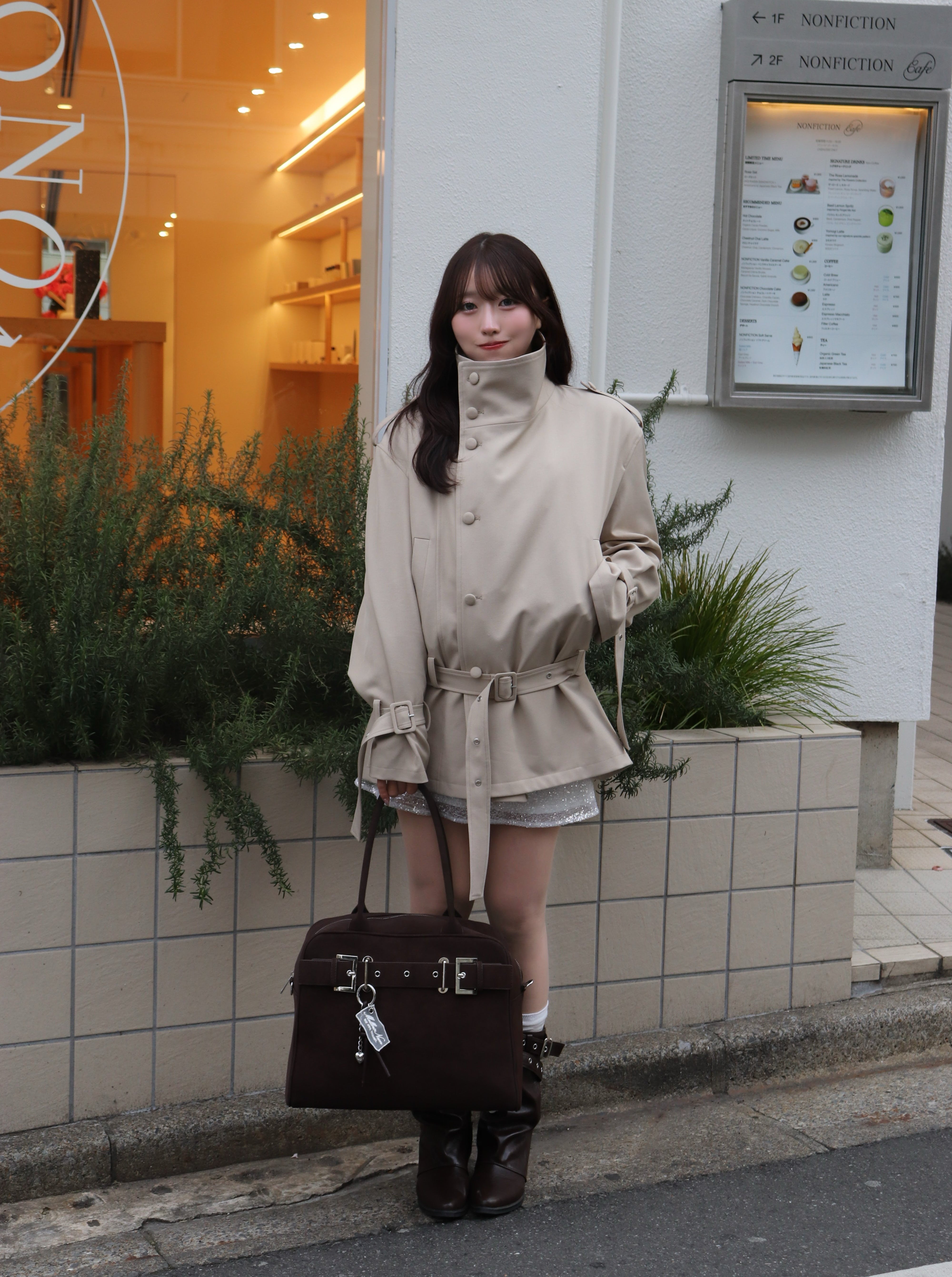 A4スウェードライクベルトボストンバッグ