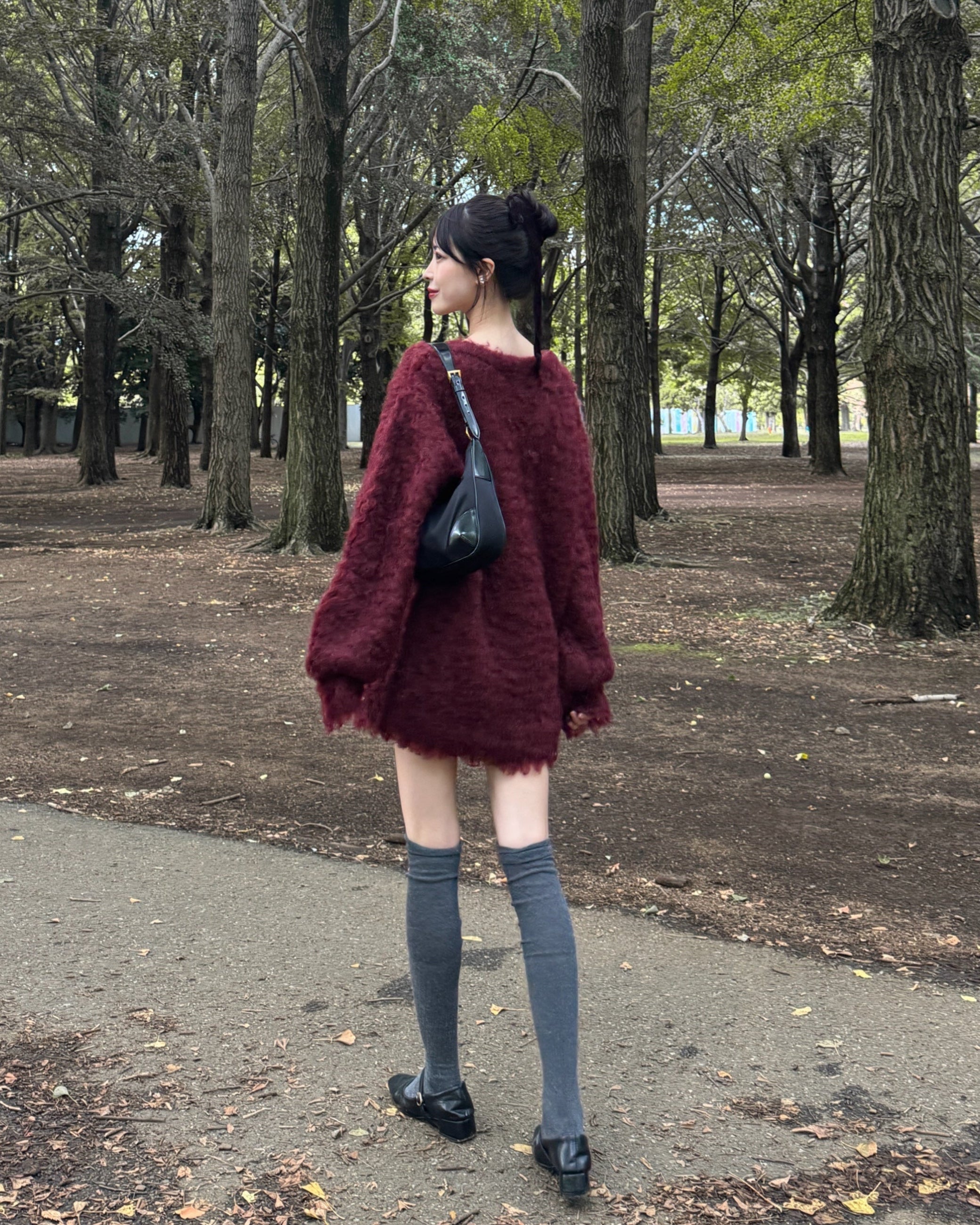 毛茸茸的针织长开衫