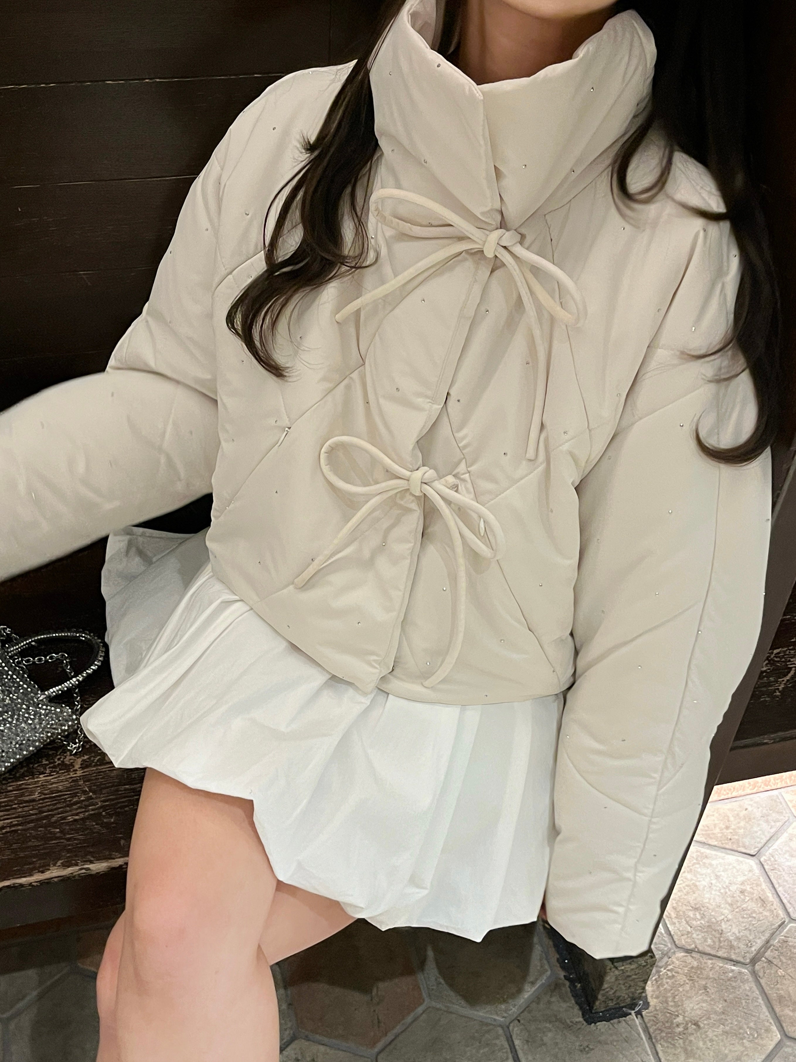 Bijou 缎带绗缝外套