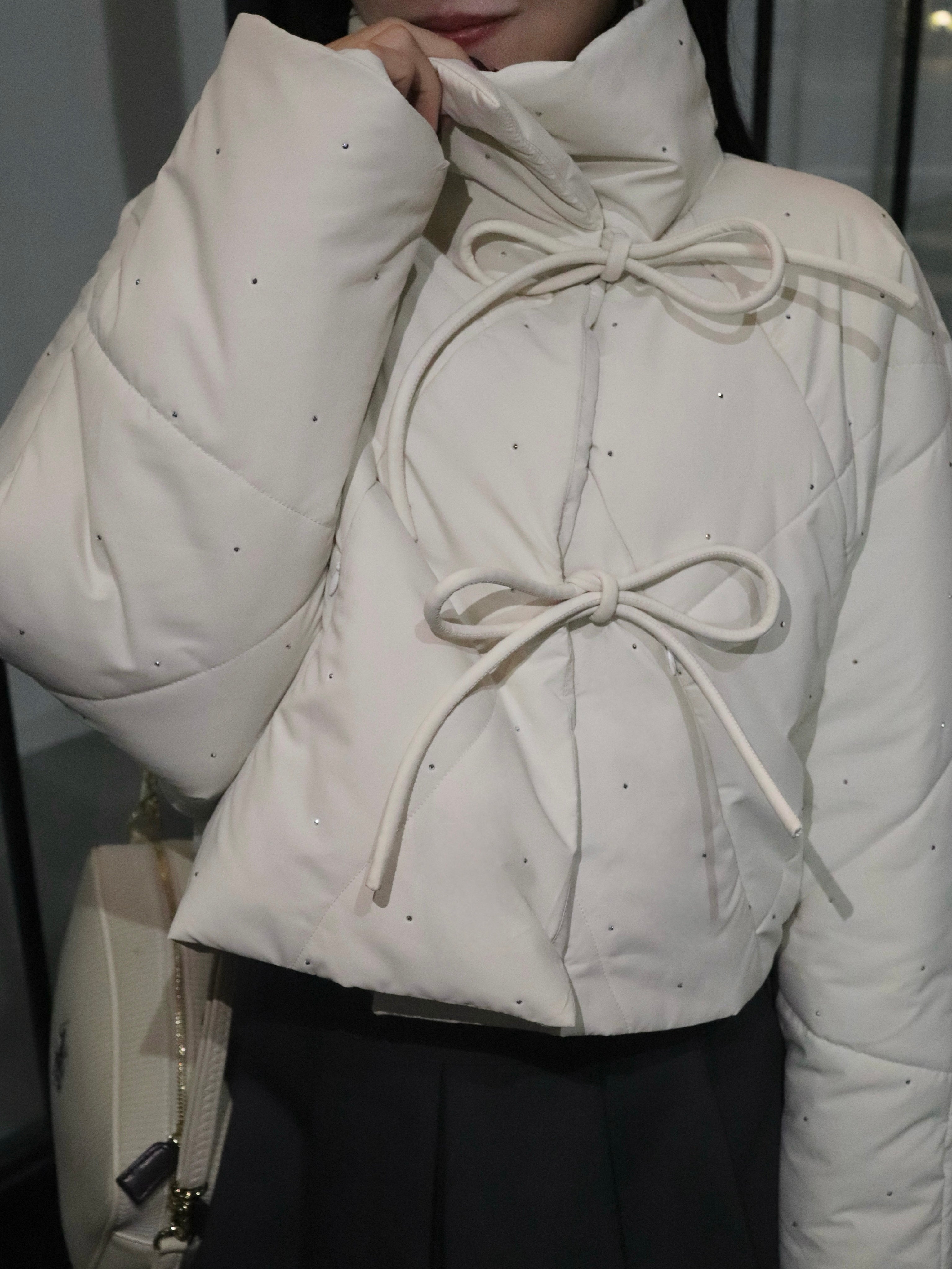 Bijou 缎带绗缝外套