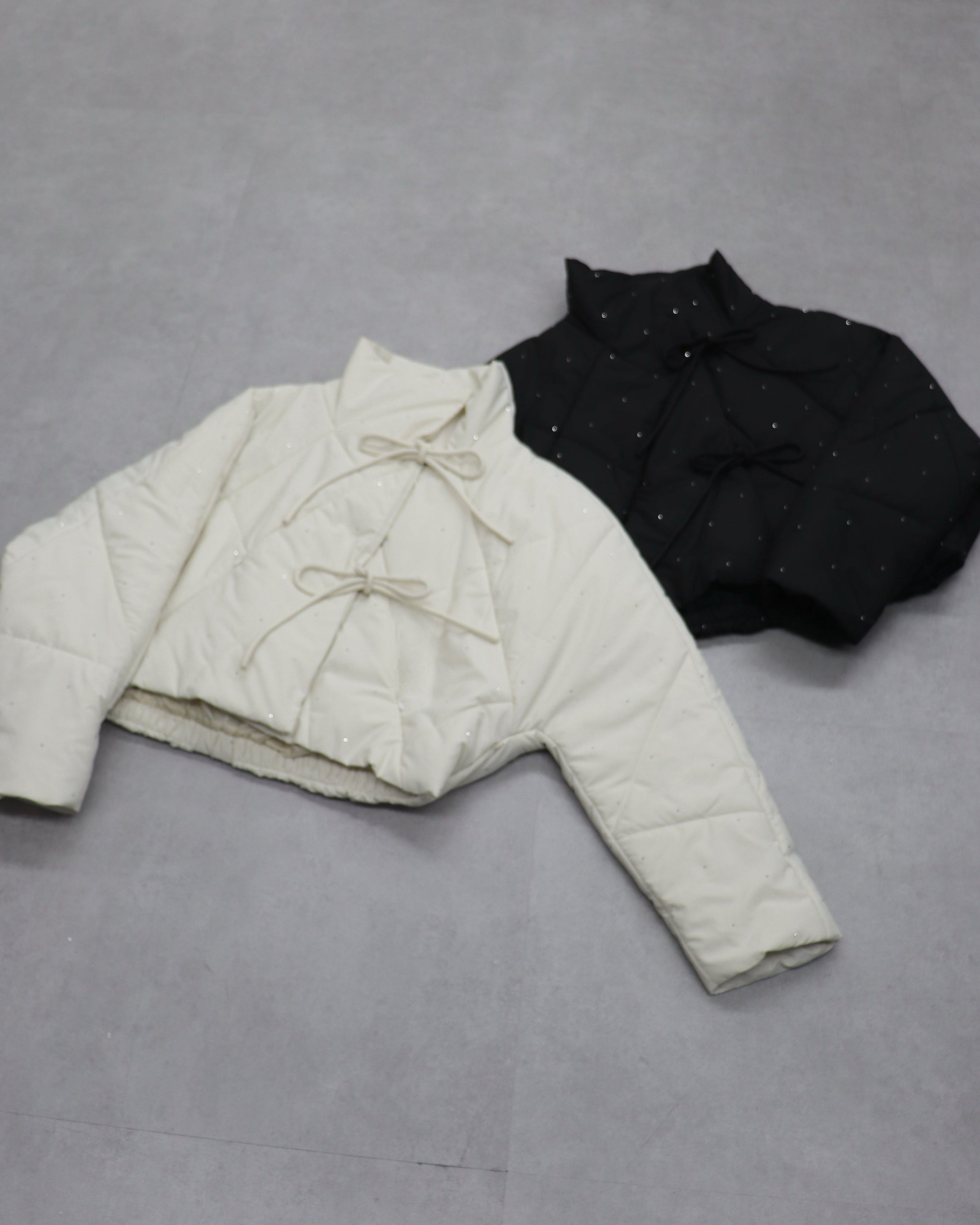 bijou ribbon quilted coat